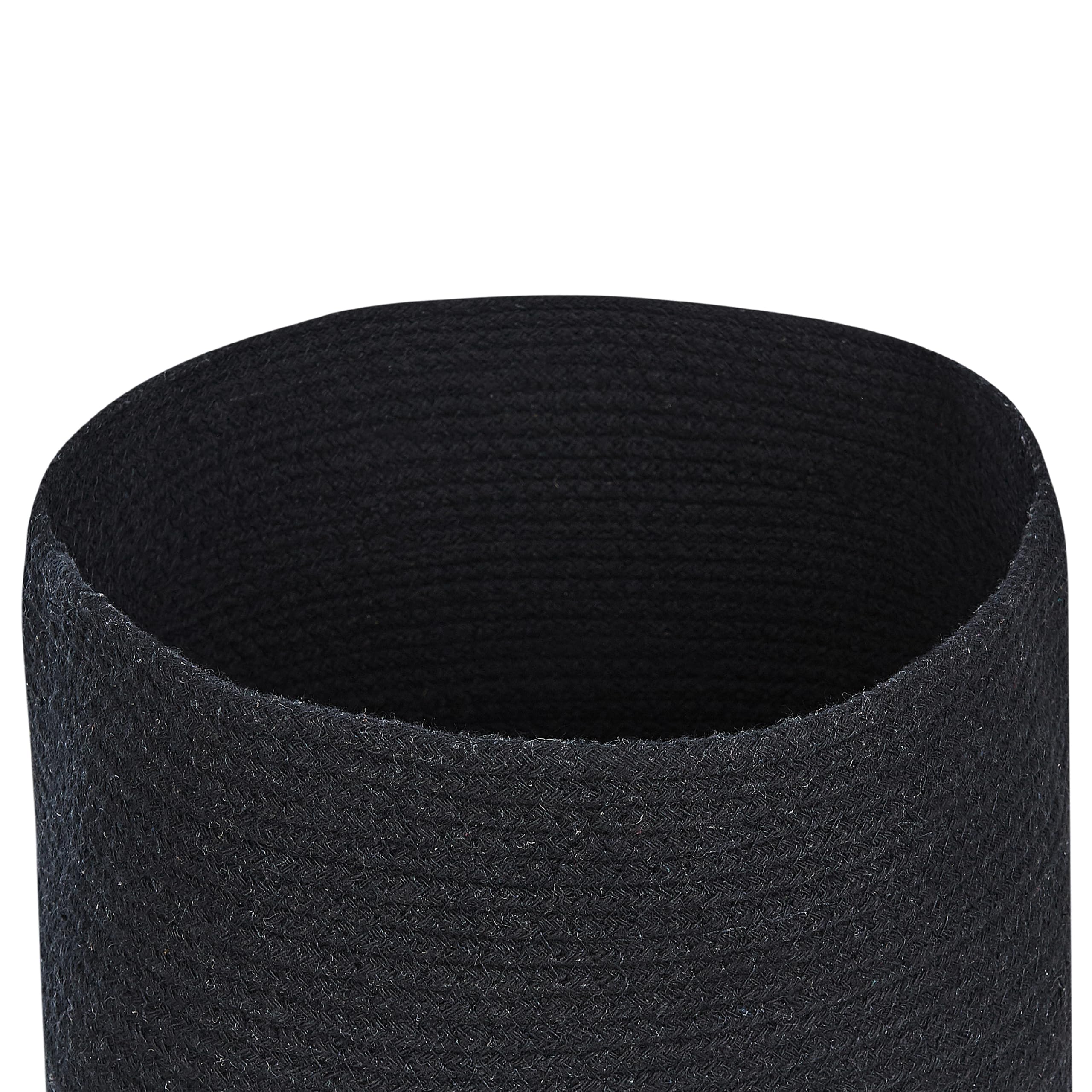 Korb Baumwolle schwarz geflochten mit Deckel Boho-Design Silopi