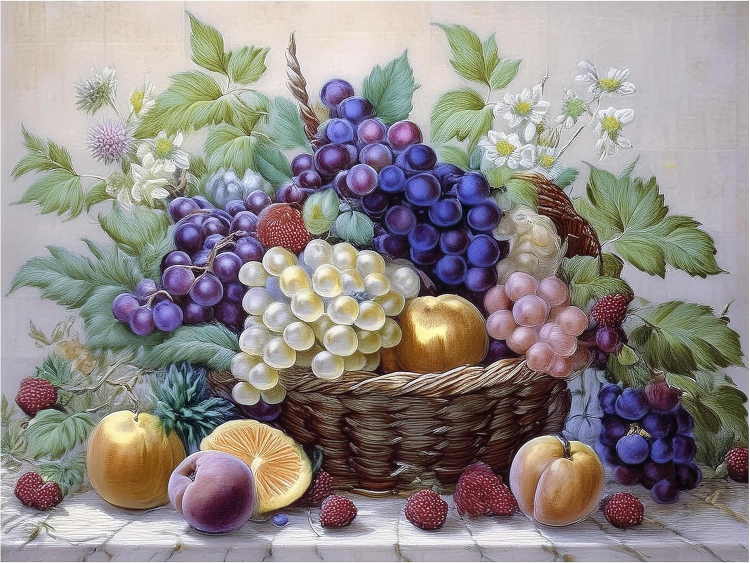 Tile Mural Still Life Fruits Bouquet Kitchen Wall Art Backsplash Marble Ceramic - Picture 2 of 16