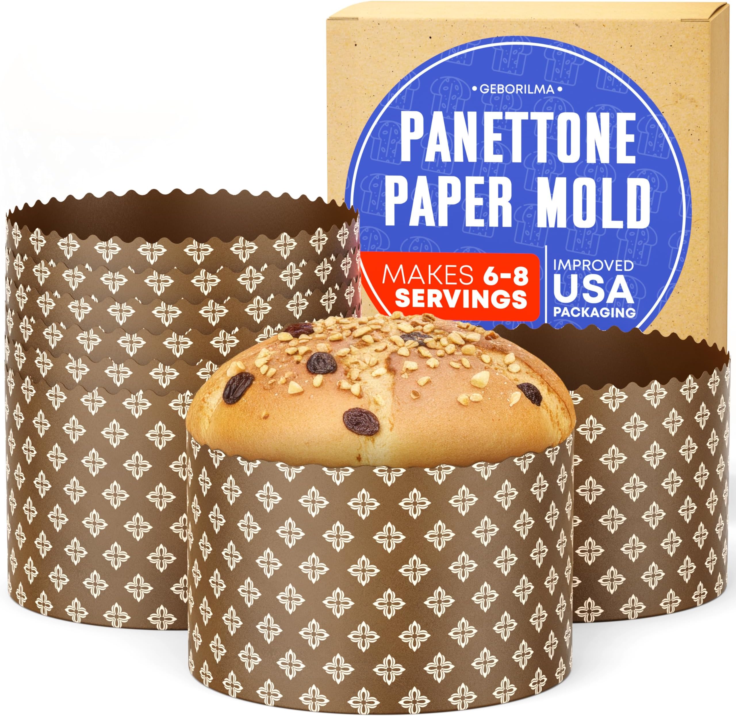 Natalie's Kitchen Geborilma 15 oz Panettone Paper Mold - 12 Pack Easter Bread Paper Mold Paska - Medium Easter Molds for Baking - Easter Bread Baking Forms - Paska Mold - Panettone Molds for Baking