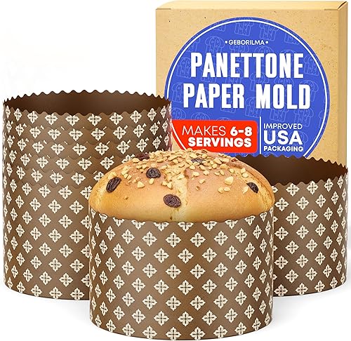 Miniatura 20 de Molde de papel para panettone premium mediano - 18 oz Molde desechable para panettone de 5 pulgadas 500 g - 12 unidades de formas para hornear paska