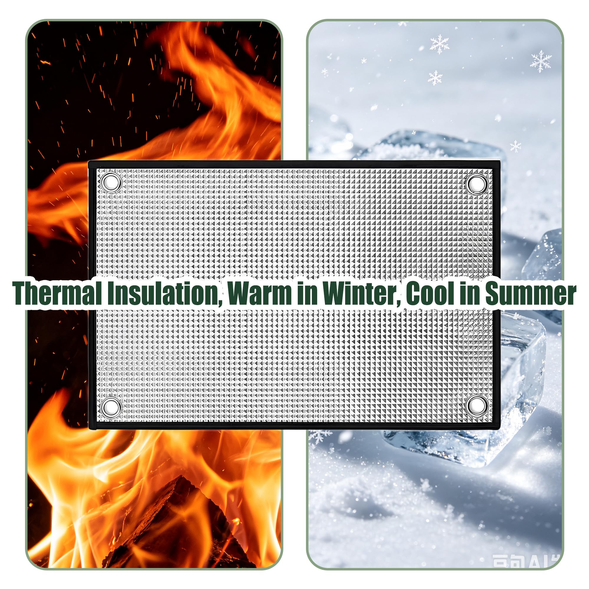 Thermofolie Fenster 60 x 70 cm Hitzeschutz Aluminiumfolie Isolierfolie mit Saugnapf für Das Heimbüro Garage Schlafzimmer, Silber
