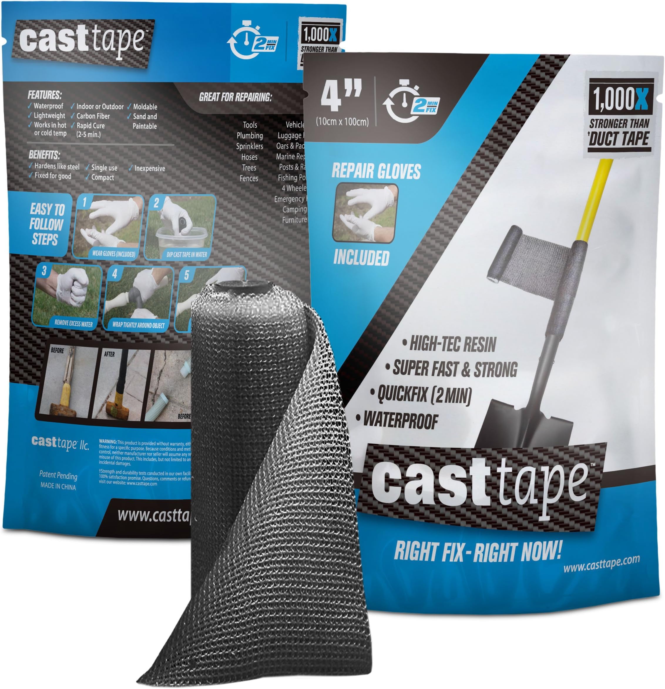 Super Epoxy Carbon Fiber Tape - 100x Strength of Duct Tape - Fix & Repair: Automotive, Plumbing, Pipe & Hose, Emergency, DIY - 4" x 40" Roll