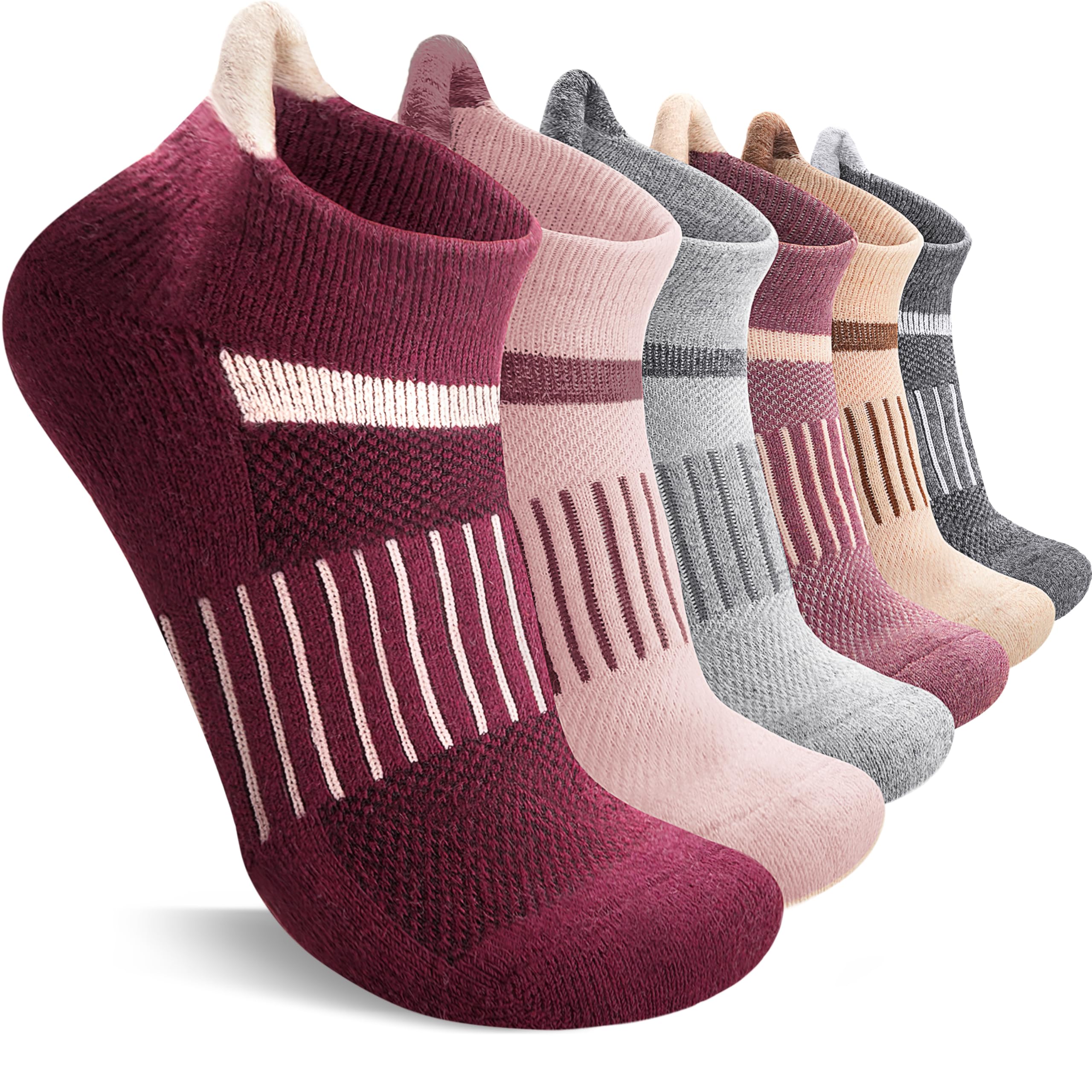 MOSEY KOSY Merino Kurz Wandersocken Sneaker Socken, Warme Wolle Laufsocken, Kompressions Sportsocken Thermosocken Wollsocken für Herren Damen 6 Paar