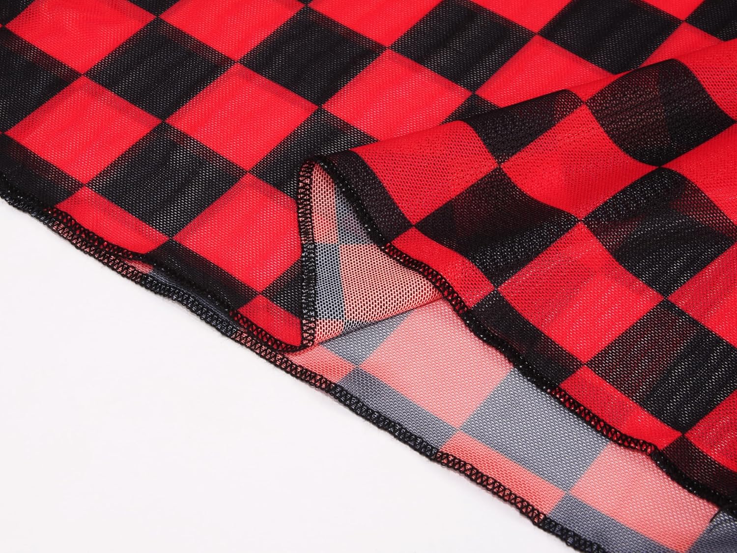 Womens Floral Mesh Top Mock Neck Long Sleeve Slim Fit See Through Shirt Blouses Tops - Image 5