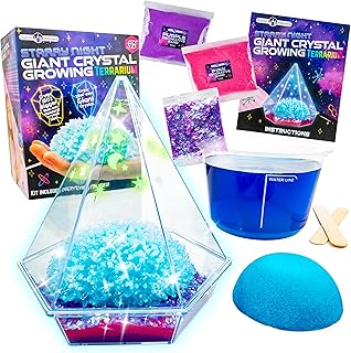Original Stationery Starry Night Giant Crystal Growing Terrarium Kit for Kids, Fun Crystal Growing Kit with Glow in The Dark Stickers and Glitters, Awesome Gift Idea and Science Kits