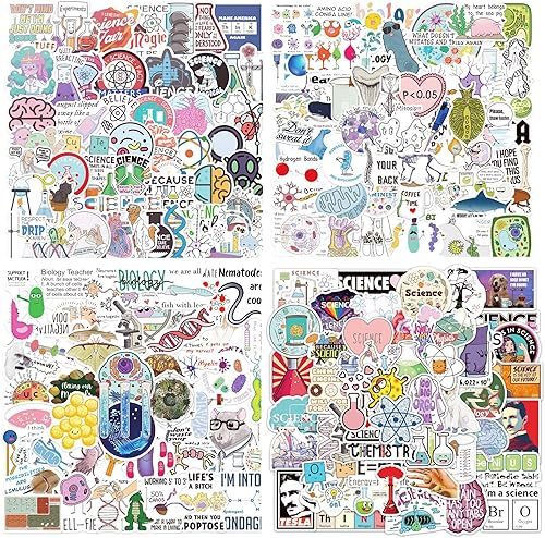 200 calcomanías de ciencia, biología, química, física, experimentos científicos para profesores de escuela, estudiantes, experimentos científicos,