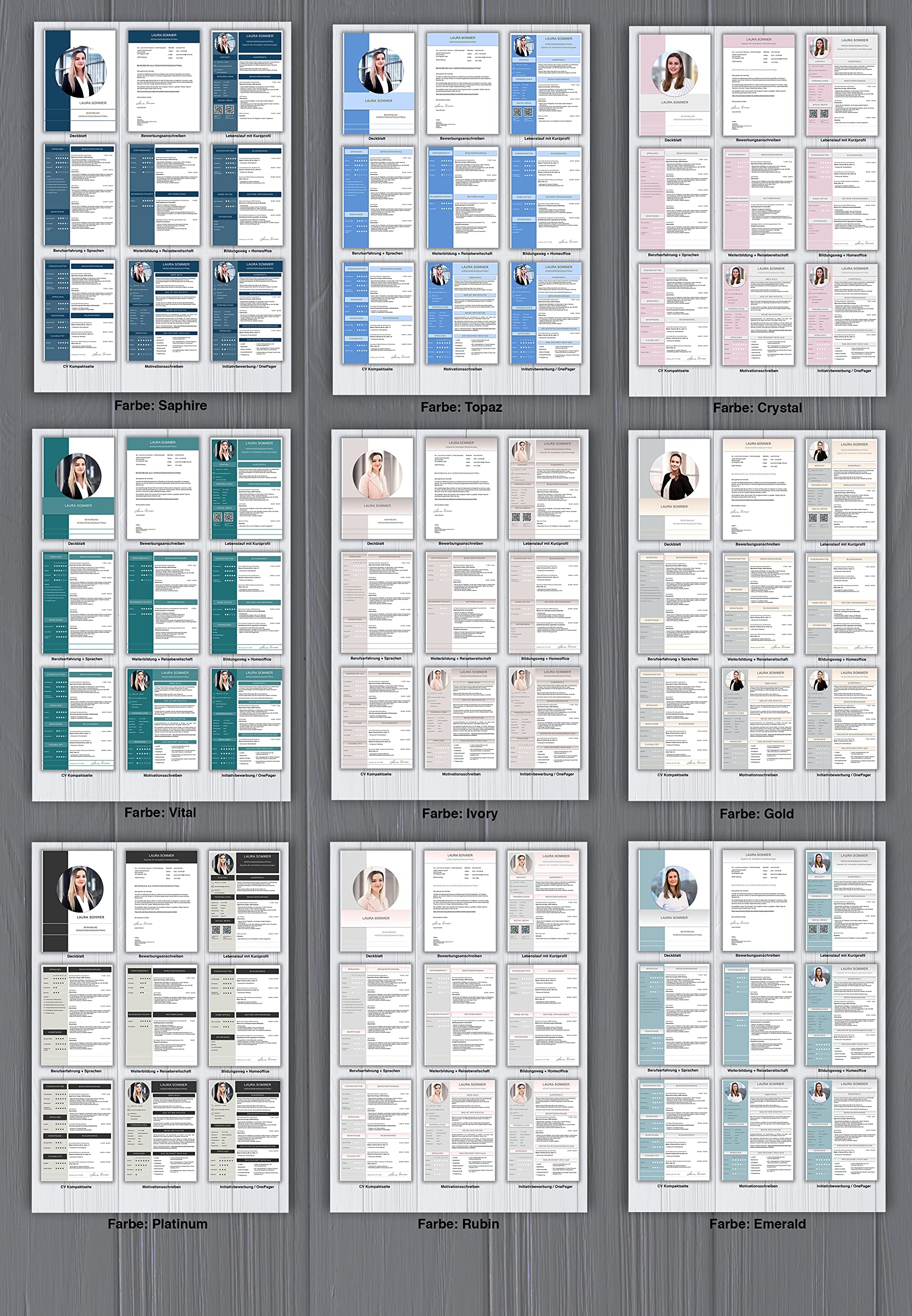 Lebenslauf Design ULTIMATE Vorlage 2026 "Candidate XL Komplett-Set" für moderne Bewerbungen mit PC (Word) und MAC (Pages) | 9 Farbvarianten | Mit Videoanleitung + Support