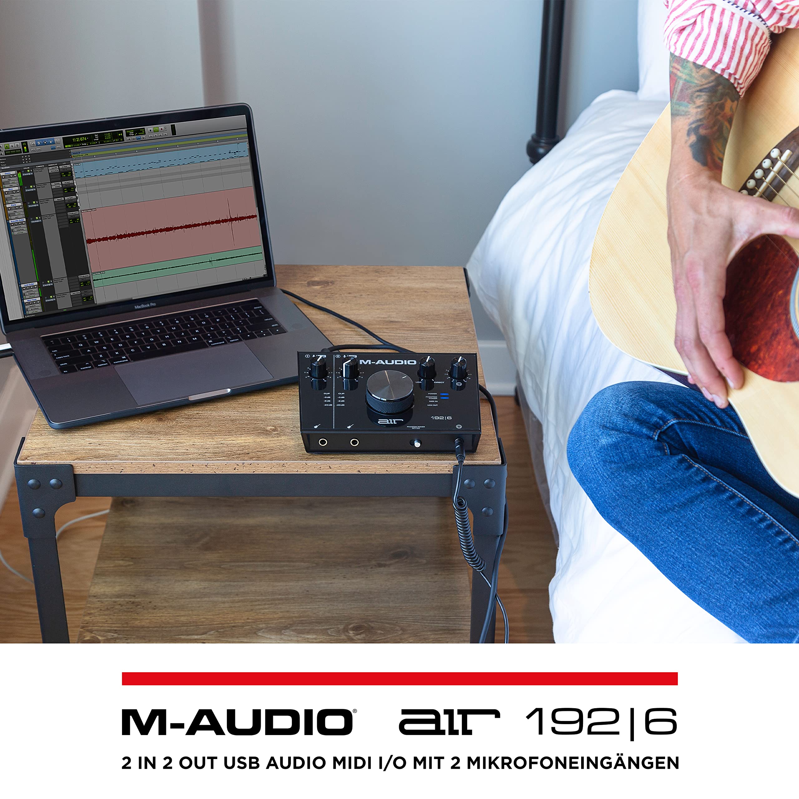 M-AUDIO Air192|6 USB MIDI Audio Interface für Aufnahmen in Studioqualität mit 2 XLR und Line Eingängen und Recording Software