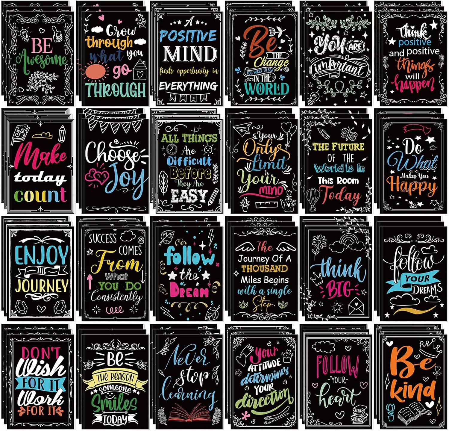 72 Pcs Positive Coloring Book for Adult Bulk, DIY Art Coloring Book for Drawing with Black Motivational Words for Stress Relief Party Favors Goodie Bag Filler