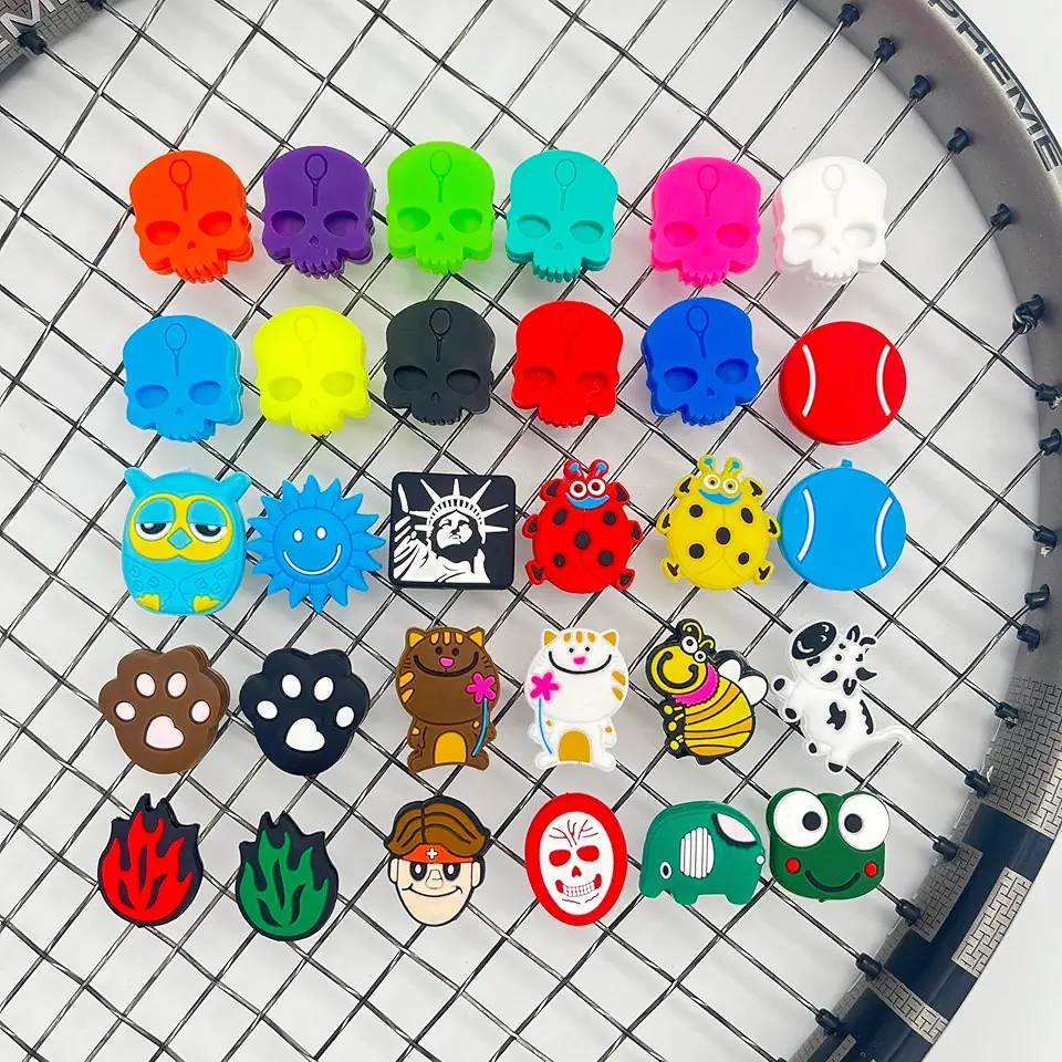 Amortecedores de vibração de raquete de tênis (pacote com 11/30) Amortecedores de raquete de tênis em formato de desenho animado