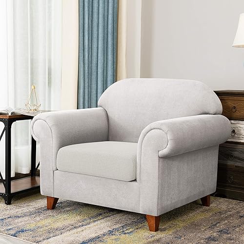 Miniatura 2 de CHUN YI Funda de cojín elástica tamaño grande, adecuada para sillón y sofá, color blanco marfil