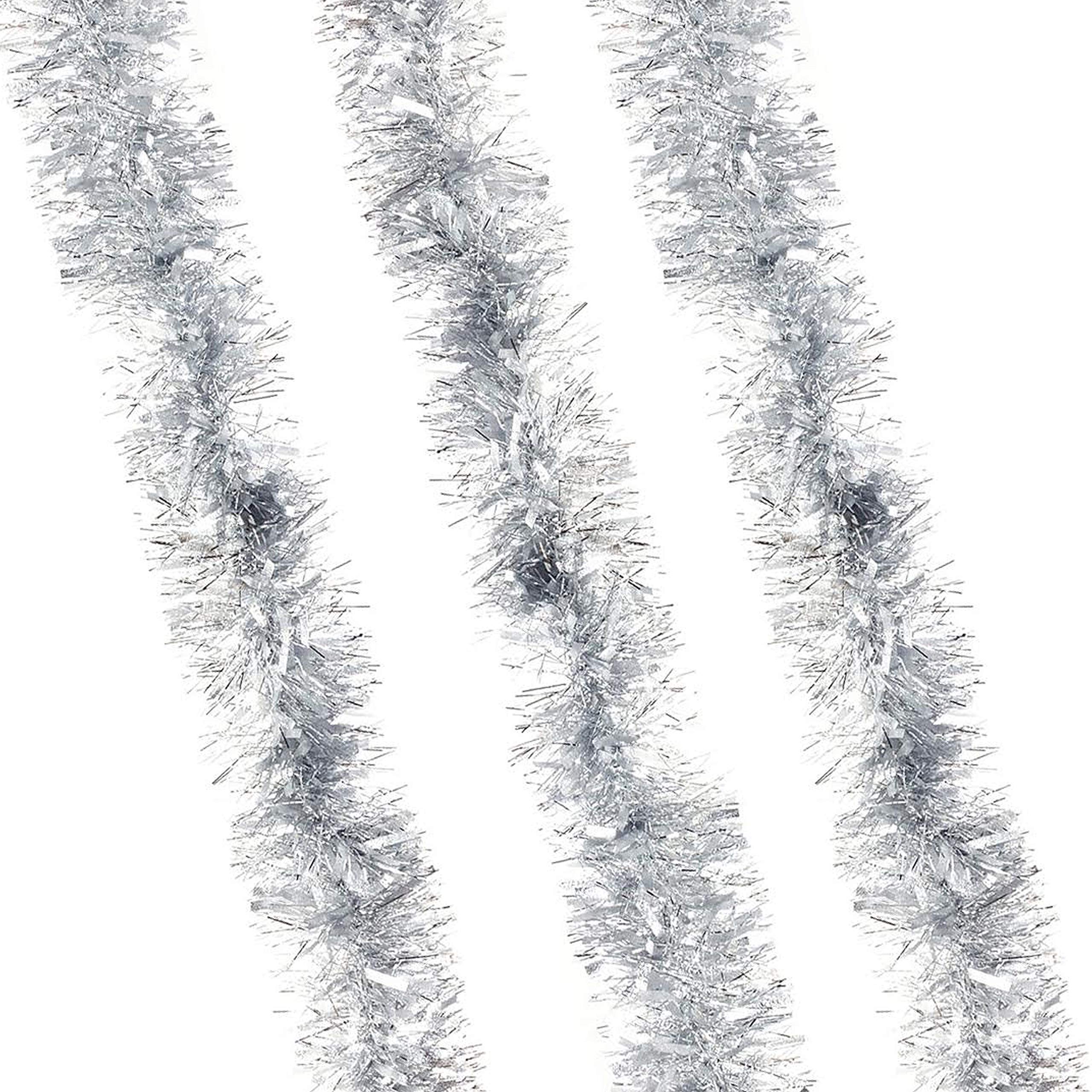 Robelli Silver Thick Luxury Metallic Christmas Tree Tinsel Decoration - 6M (Silver)