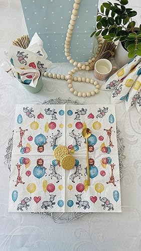 Miniatura 5 de AM Décor - 20 servilletas de papel de 3 capas suaves de papel de papel de 13 x 13 pulgadas (desplegadas) para niños