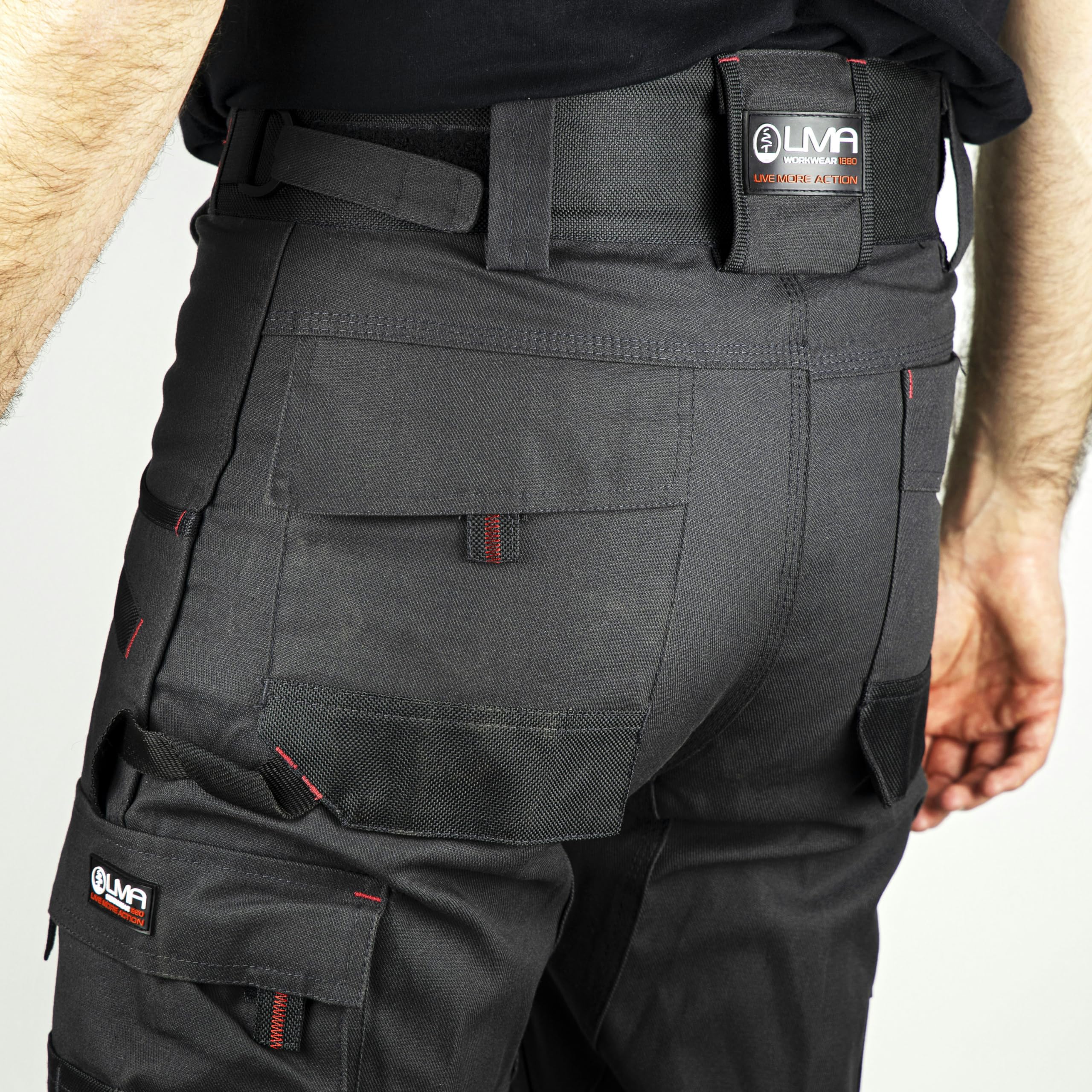 LMA 1261 Arcilla Pantalones con Bolsillos Rodilleras, Gris Noche/Negro (44)