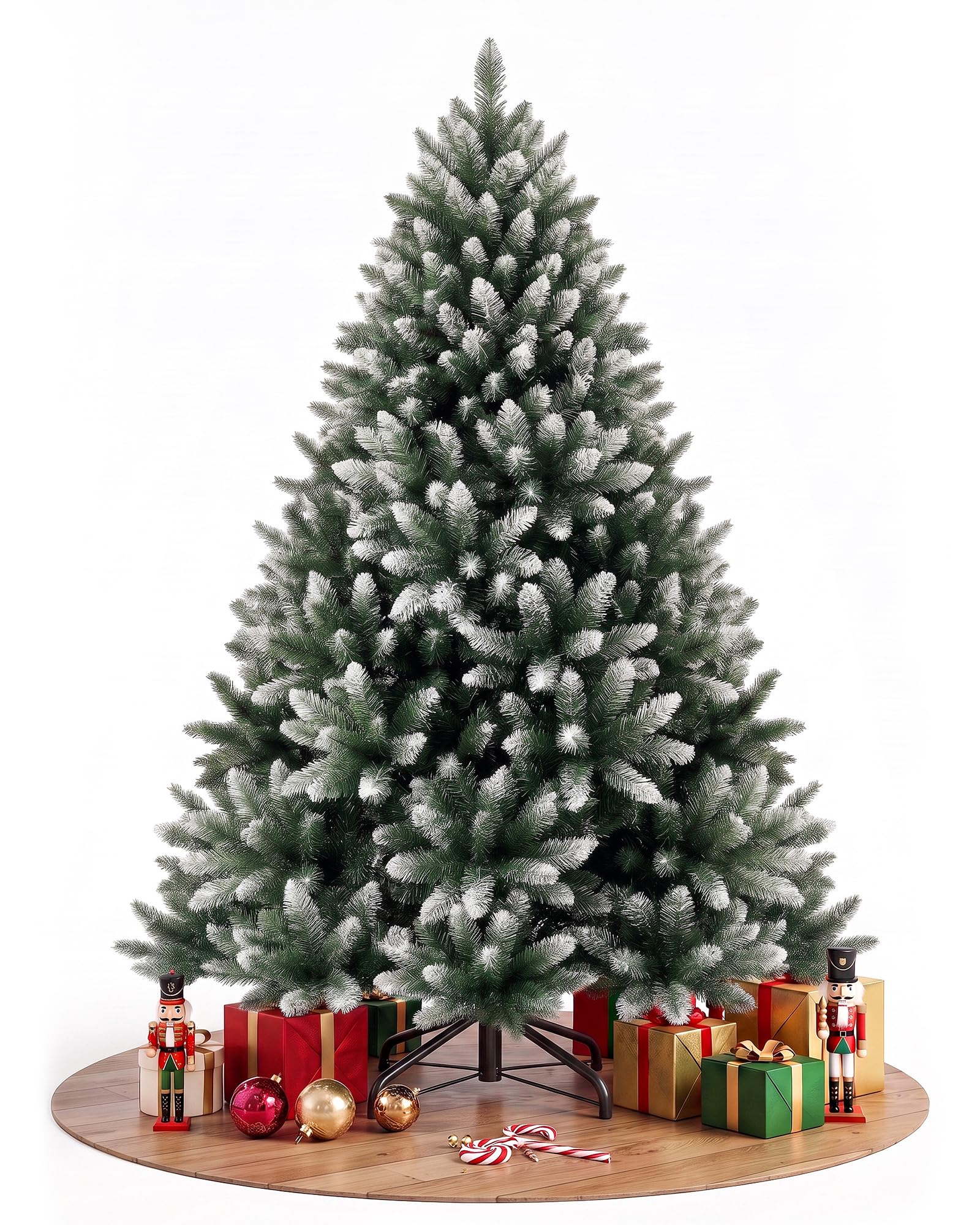 YOUDENOVA Künstlicher Weihnachtsbaum 210 cm | Premium Tannenbaum Künstlich mit Schnee - Naturgetreu | inkl. Metallständer