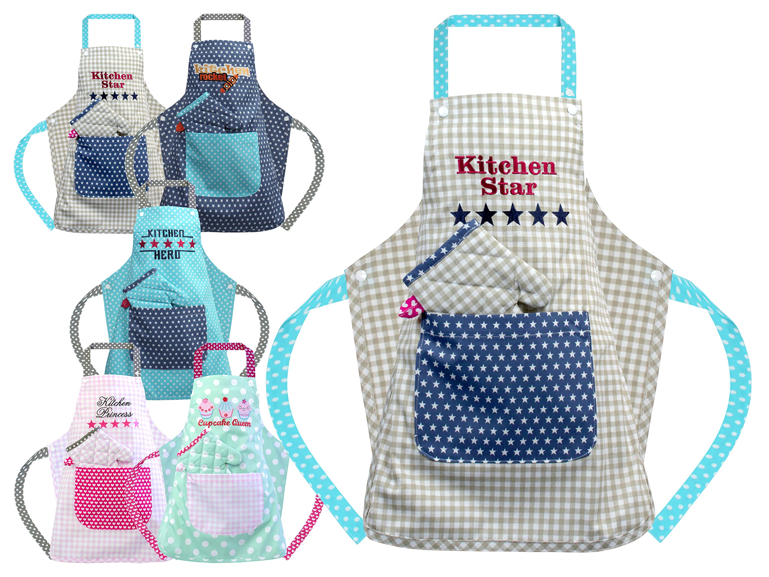 Emily´s Check Kinderschürze + Topfhandschuh, 3-6 Jahre, Kitchen Star