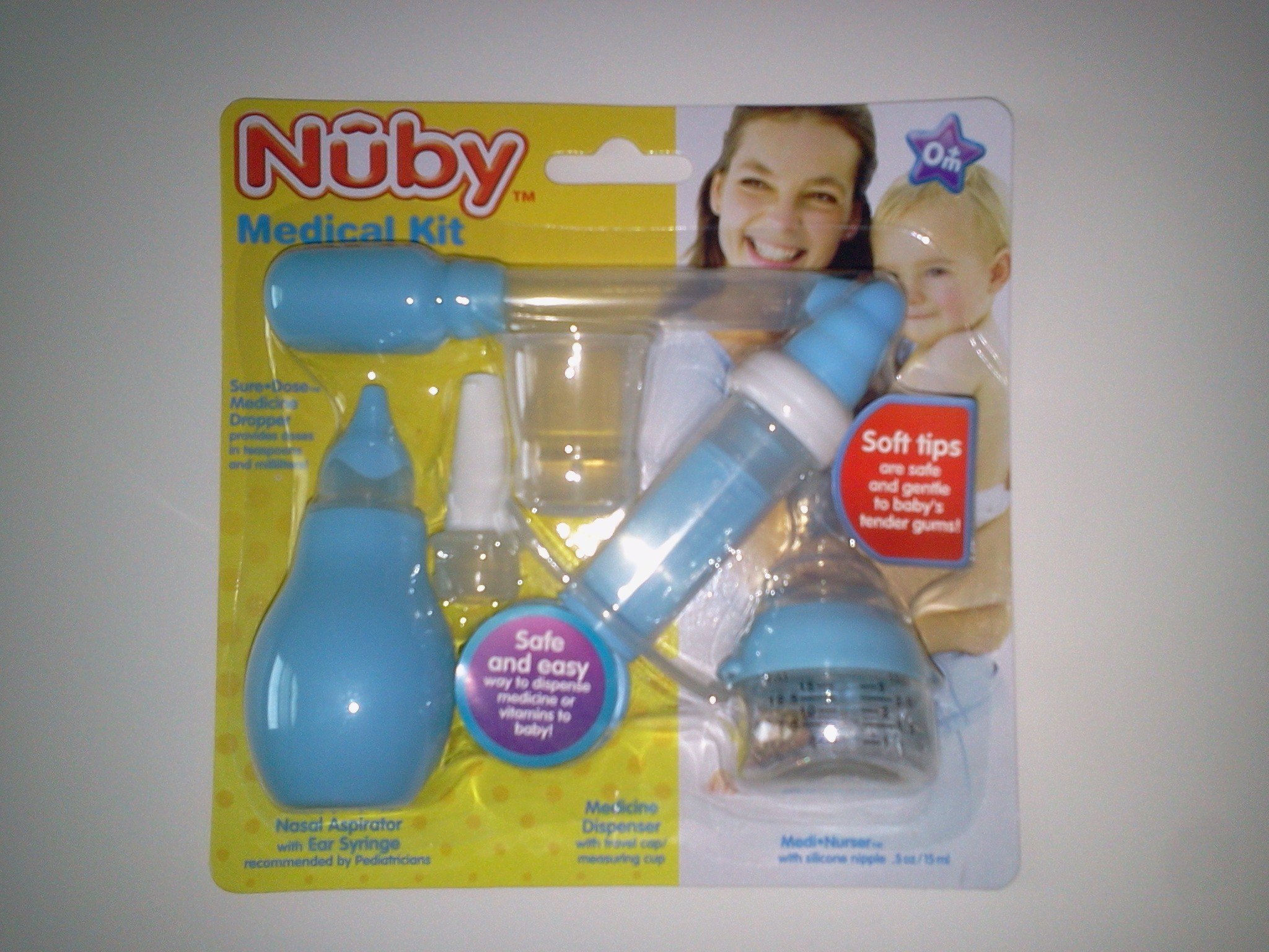 Nuby 6-Piece Medical Kit Safe & Easy way to Dispense Medicine or Vitamins to Baby, LIGHT-BLUE