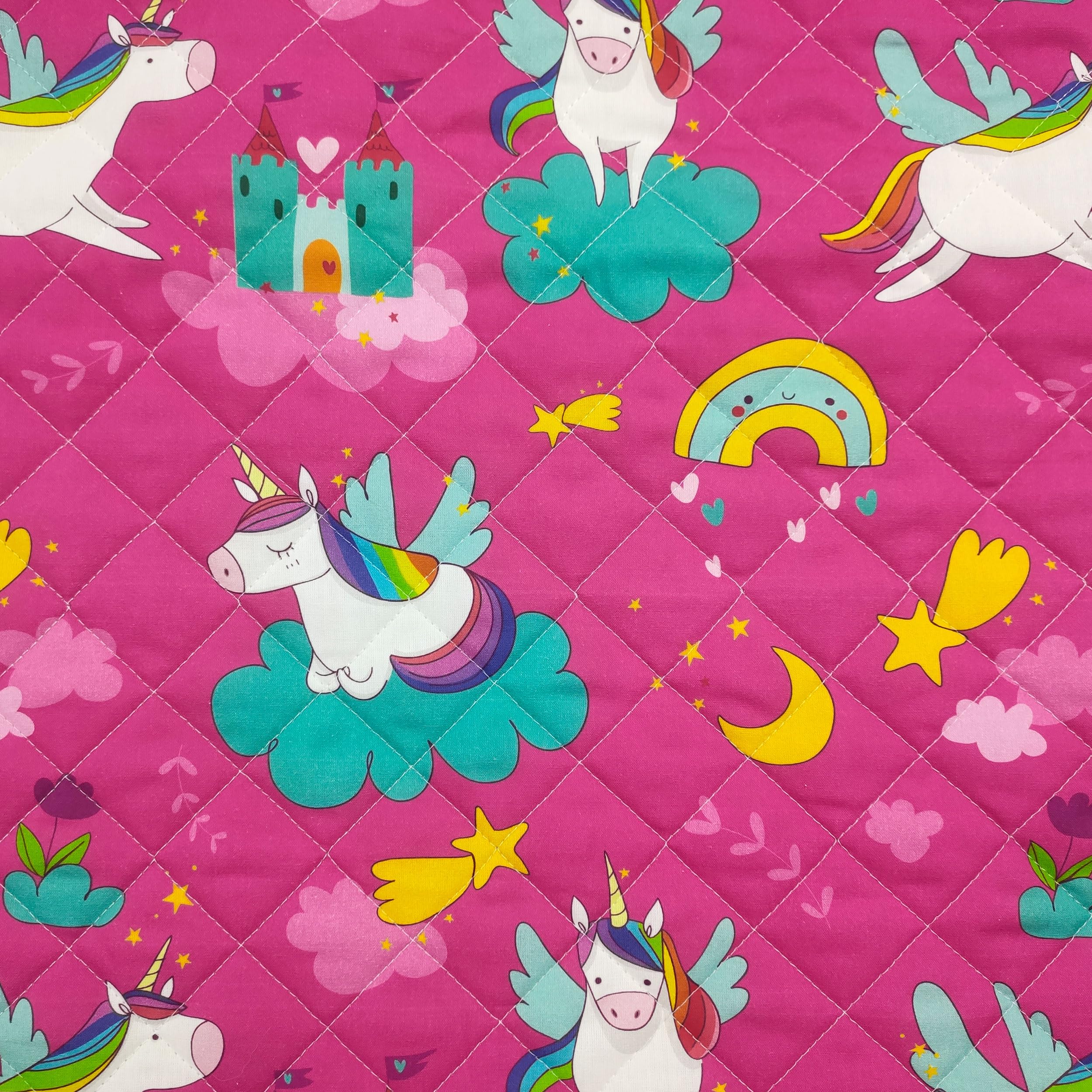 Saco de dormir bordado para niño y niña de 2 a 6 años – Tejido acolchado 100% algodón – Fabricado en Italia (saco de dormir unicornios y arcoíris)