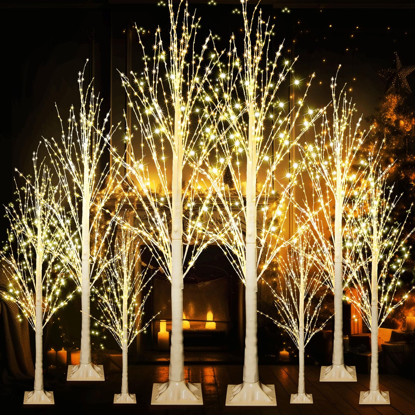 Amazon.com: Baquler 8 Pack Lighted Birch Tree, 2 4 6 8 ft