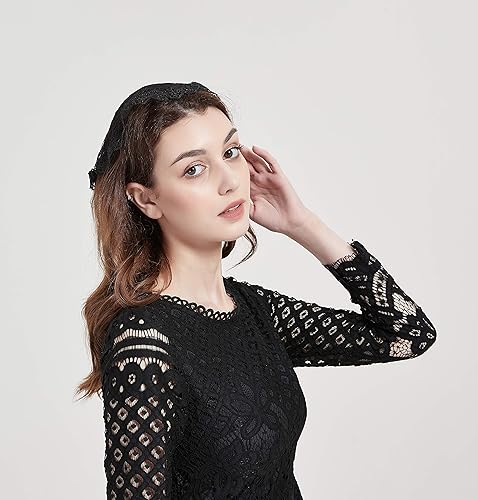 Miniatura 2 de FANFAN Tocado de encaje con velo de iglesia Tocado Vintage-Inspired Capilla Cap Veil Y034