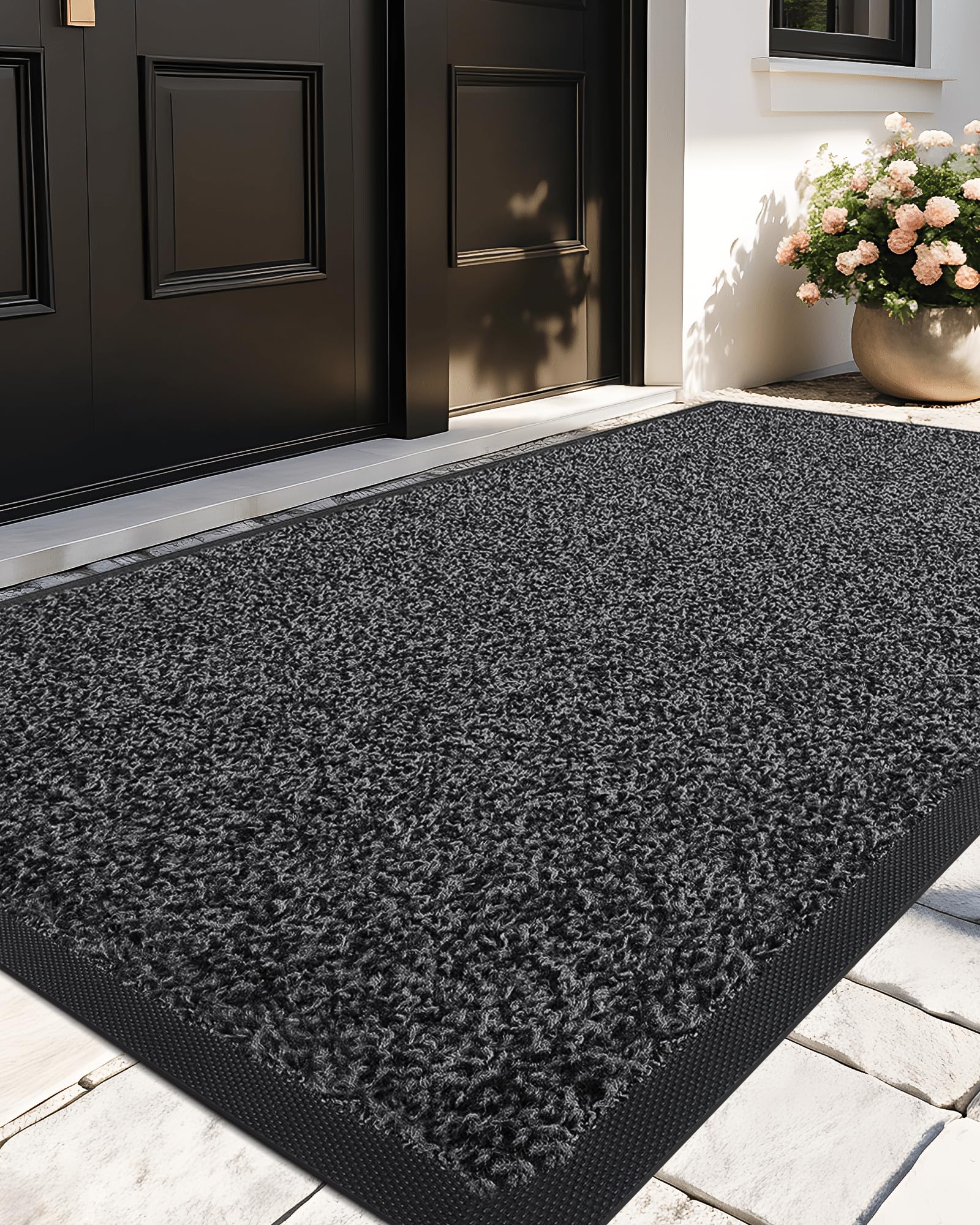color&geometry front door outdoor mat home entrance outside entry entryway patio waterproof heavy duty doormat welcome matt - 24"x35" grey