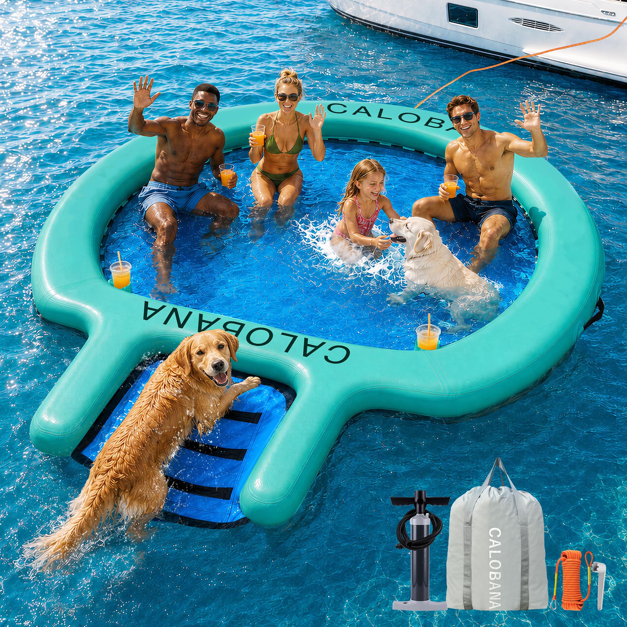 Photo 1 of CALOBANA Water Hammock Floating Ring with Dog Ramp and Cup Holder