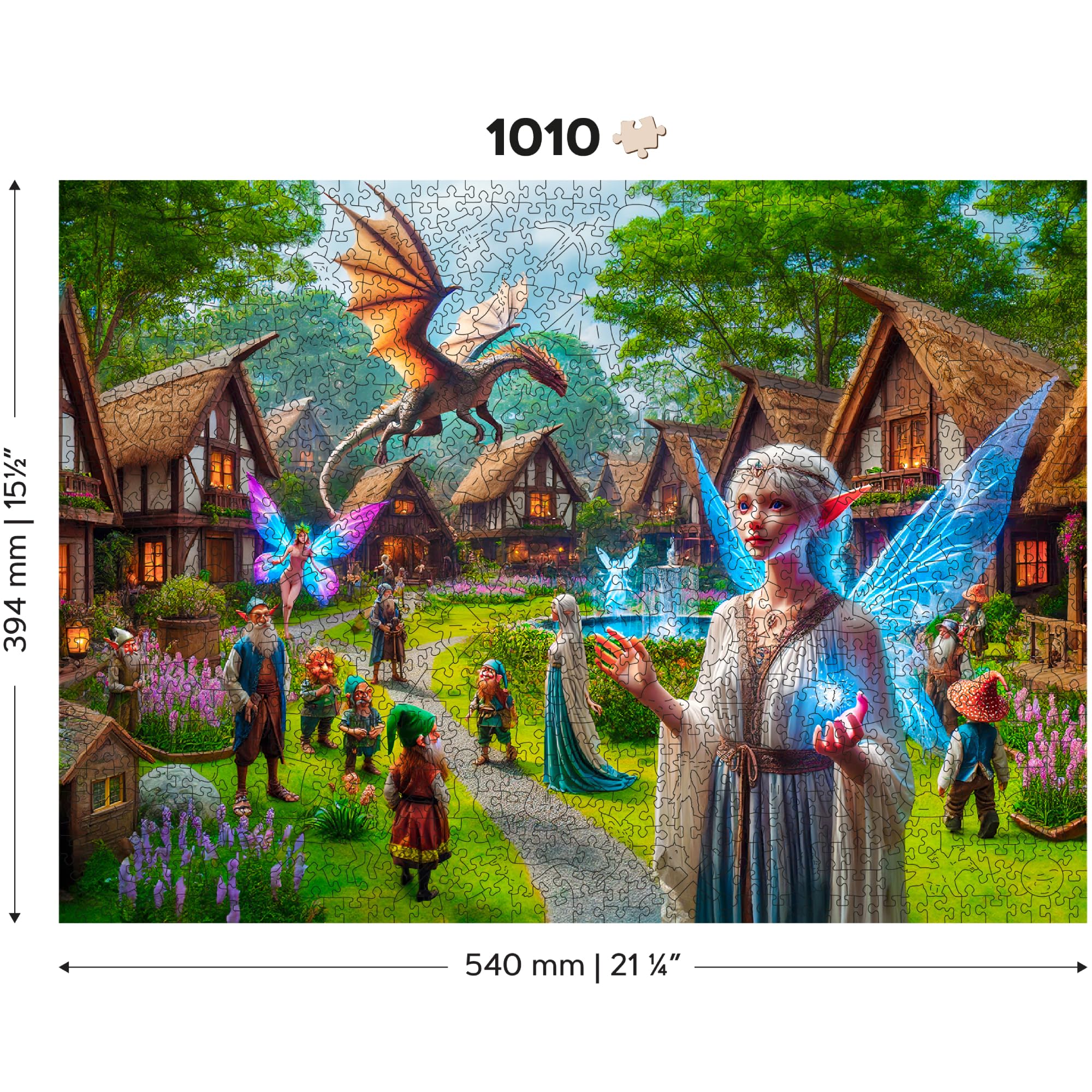 WOODEN.CITY Drewniane puzzle Fantasy Country 1000 elementów – wysokiej jakości puzzle dla dorosłych, wyprodukowane w UE, rozmiar 21 1/10.2 cm x 15 1/5.1 cm