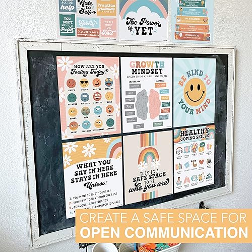 Miniatura 3 de 9 pósteres de salud mental para el aula, 11 x 14 pulgadas, decoración de oficina de consejero escolar, póster de mentalidad de poder y crecimiento,