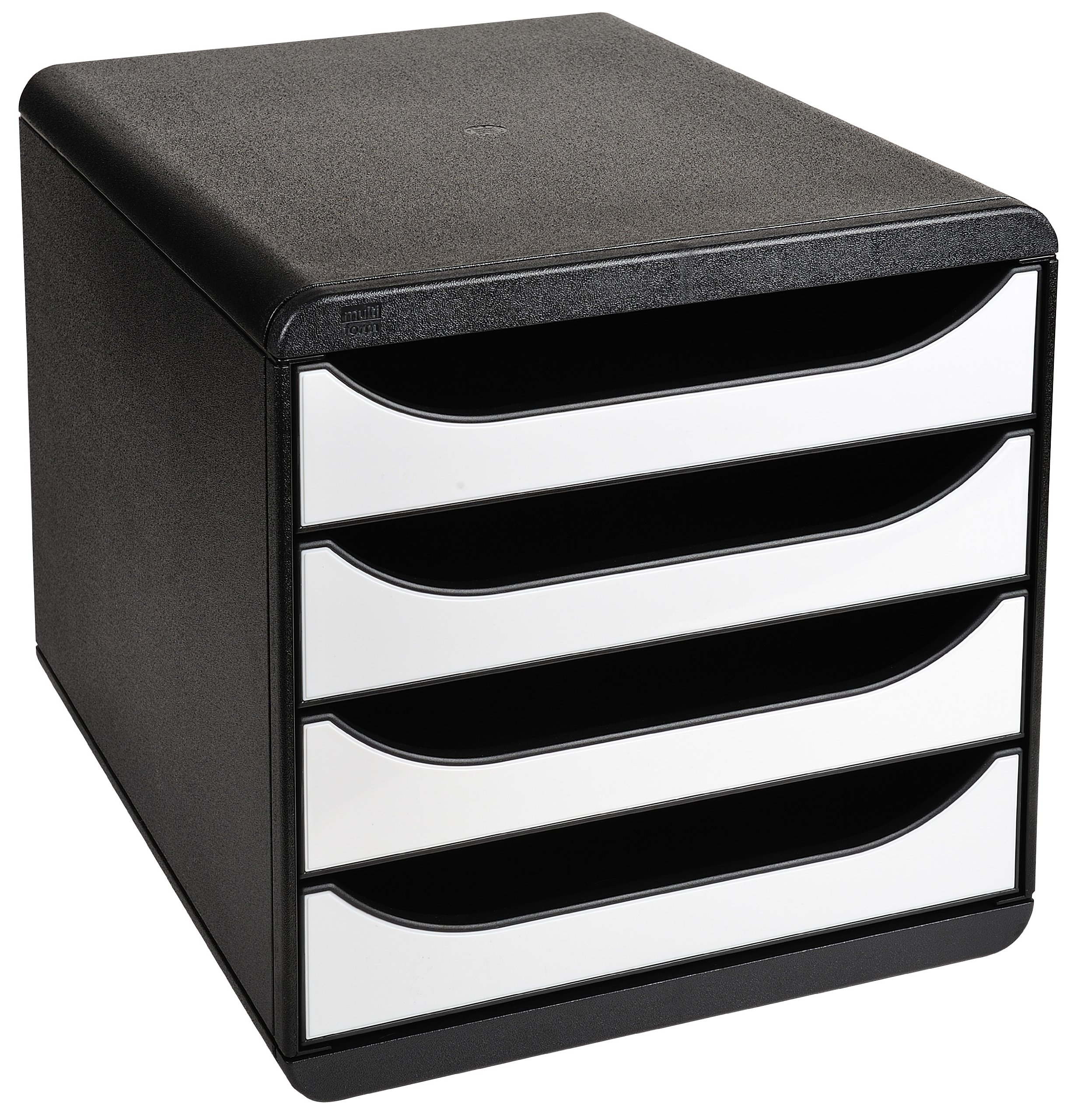 Exacompta 3104213D - Módulo individual para documentos A4 + con 4 cajones, ultra-rígido y con stop de seguridad - 347x278x267 mm - BIG-BOX - Negro/blanco brillante