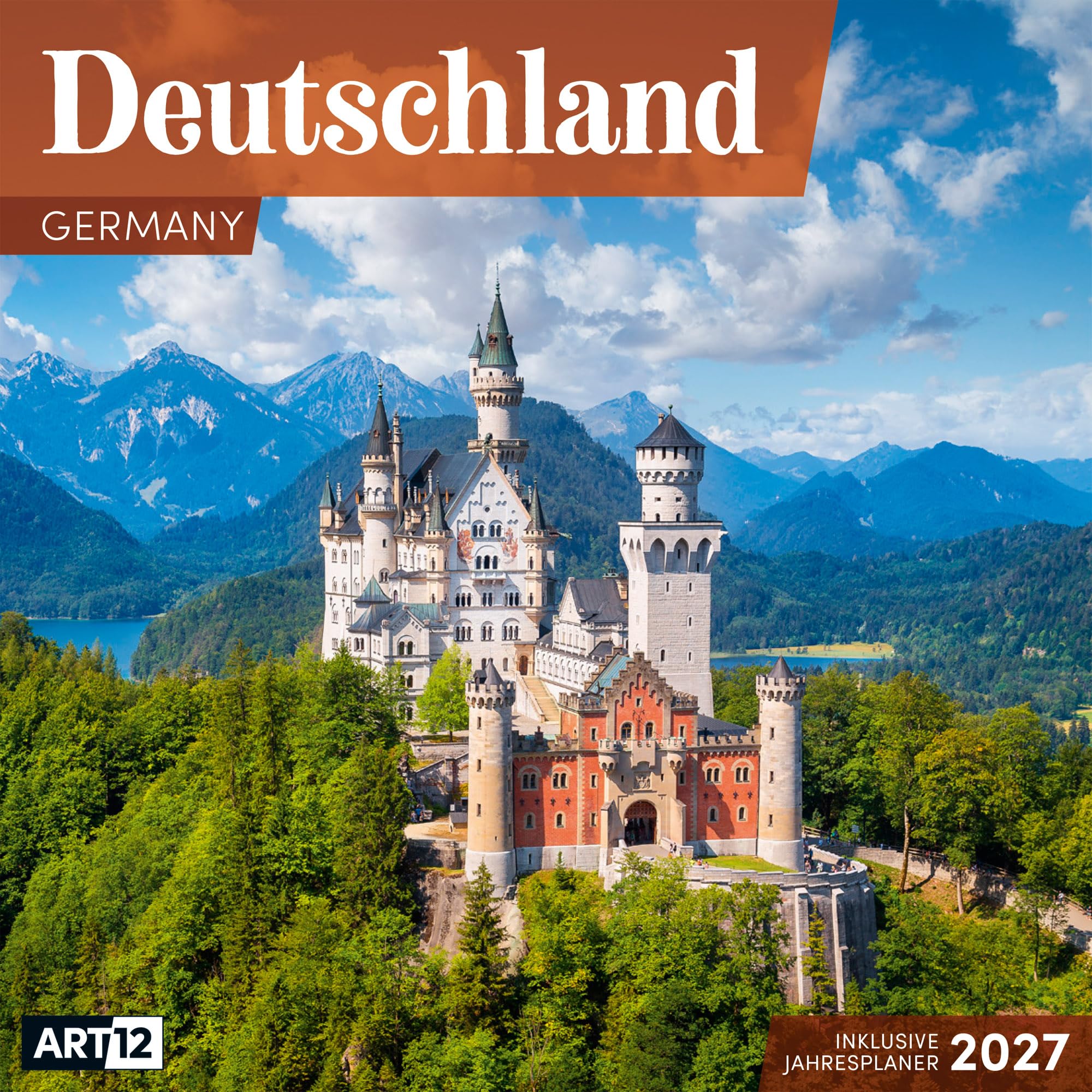 Deutschland Kalender 2027 - 30x30 - Art12: Stilsicherer Landschaftskalender im schlanken Hochformat (aufgeklappt 30x60 cm) | zum Eintragen