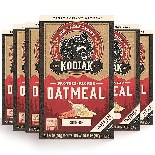Kodiak Cakes Paquetes de avena instantánea - Alto en proteínas - Alimento de desayuno 100 granos integrales - Canela 36 paquetes