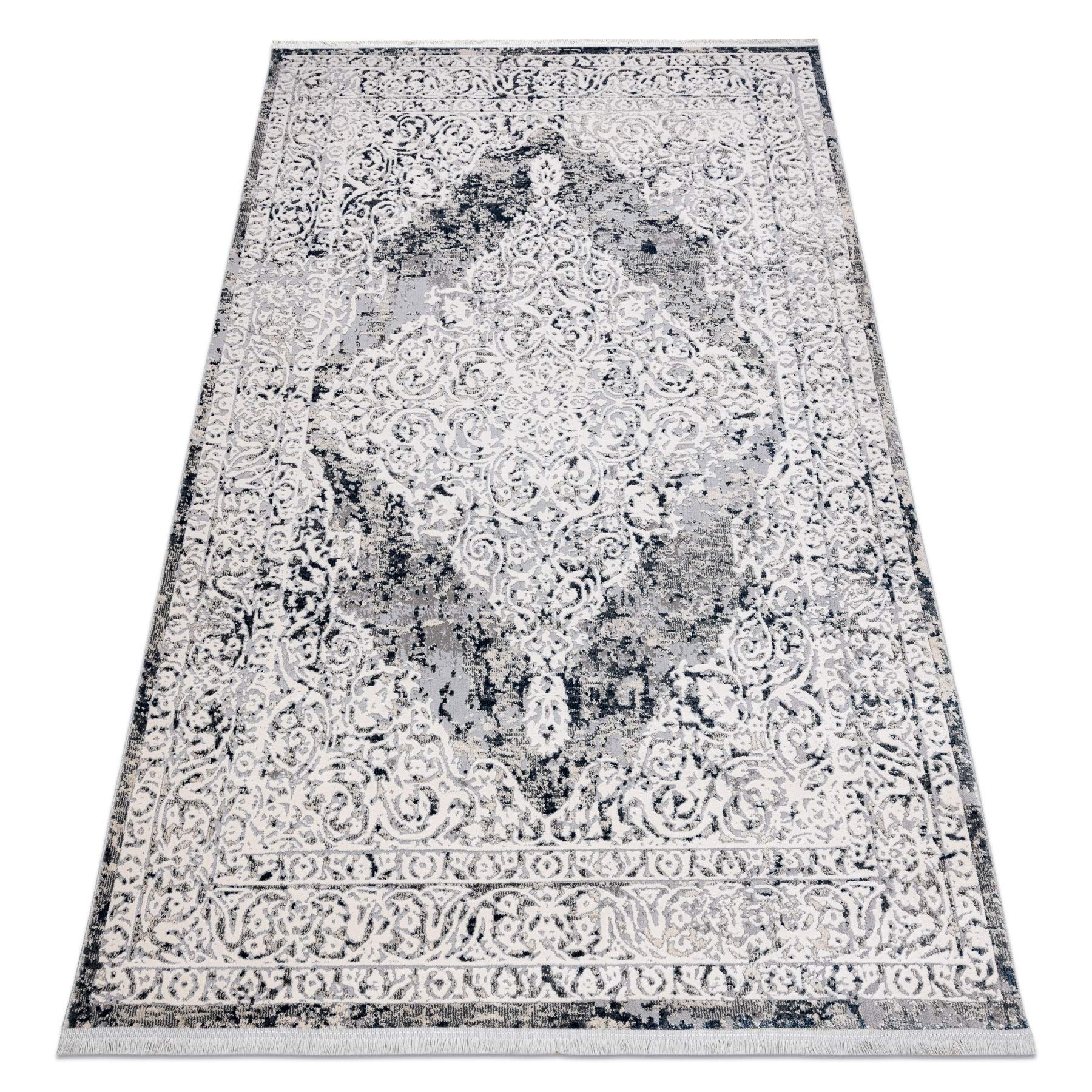 Tapis moderne Rebec rugsx crème et bleu foncé de salon 80x150 cm