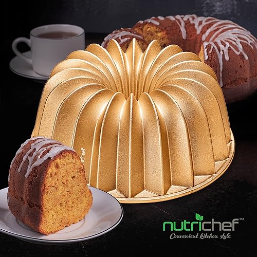 Miniatura 14 de NutriChef Molde para pasteles de marquesa de 9 pulgadas, molde grueso y pesado de aluminio fundido para pasteles con bordes estriados de fácil