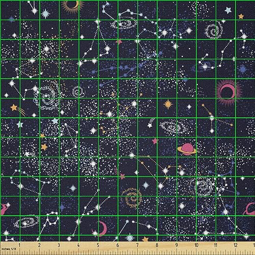 Miniatura 646 de Lunarable - Tela para amantes de perros de The Yard, patrón divertido de animales de dibujos animados en posiciones caprichosas estirando y Beige y