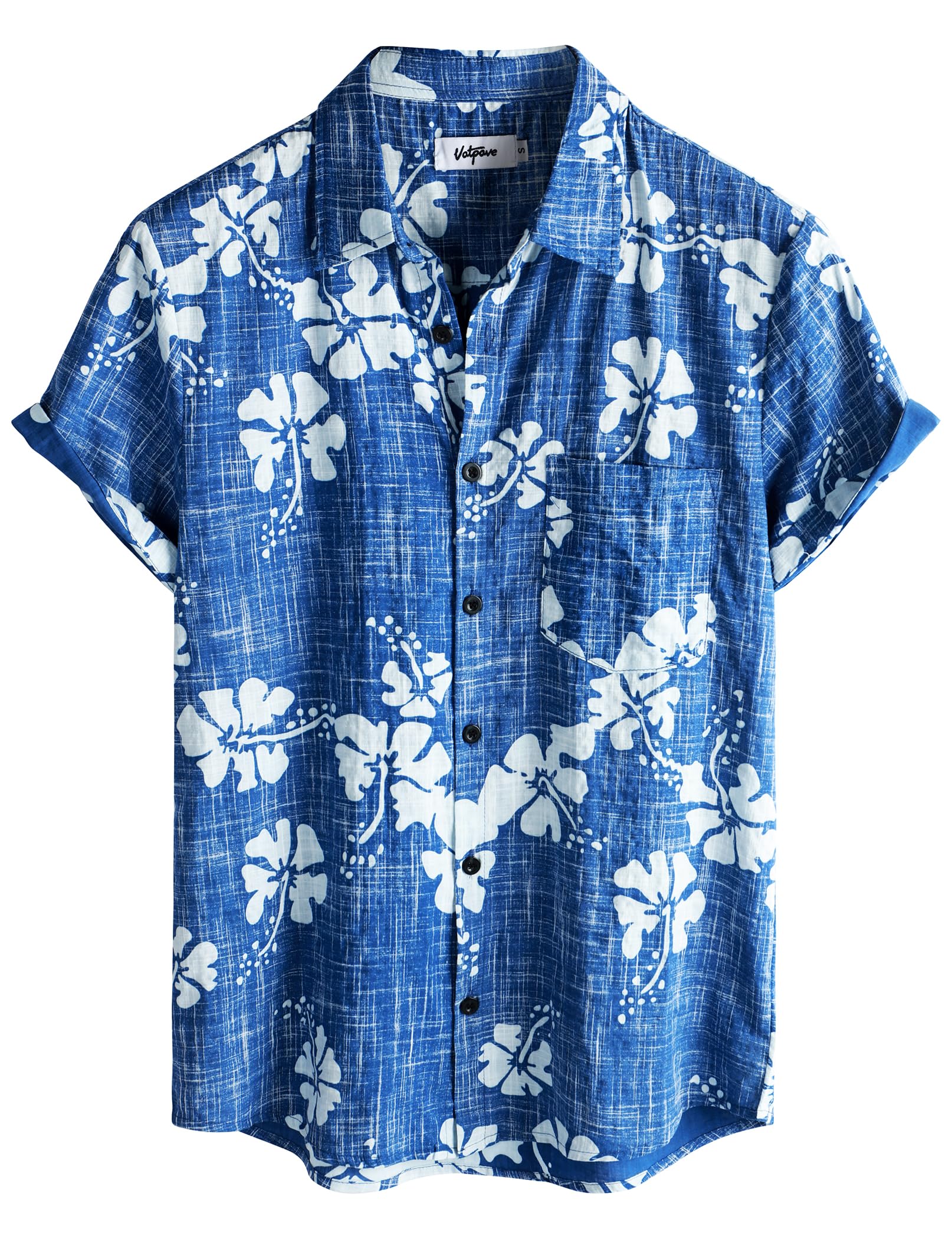 VATPAVE Mens Front Pocket Hawaiian Shirts Casual Floral Shirts Short Sleeve Button Down Beach Tropical Shirts
