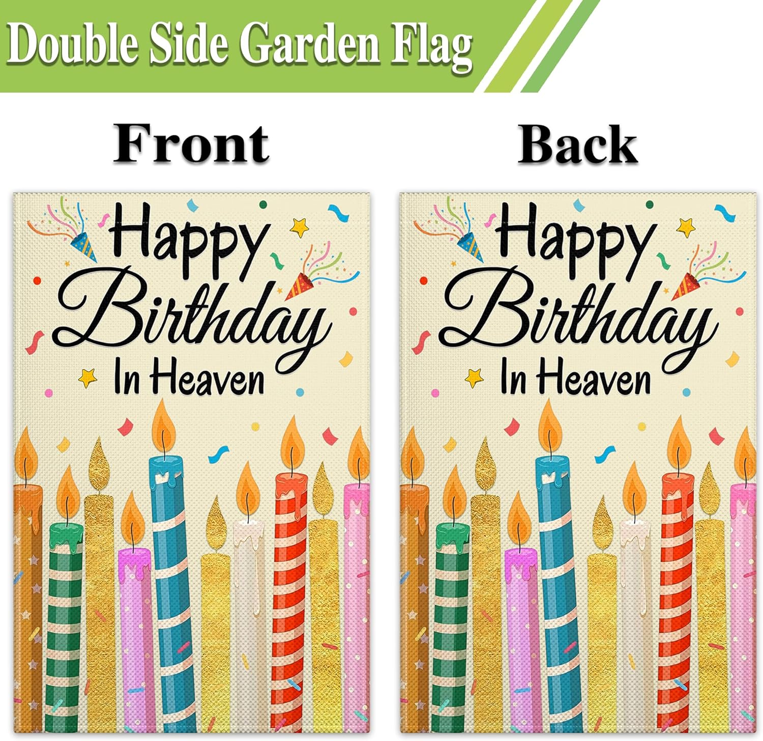 Happy Birthday In Heaven Garden Flag 12x18 Inch Double Sided Funeral Memorial Flag for Outdoor Grave Cemetery Farmhouse Lawn Yard Sign Decor - Image 4