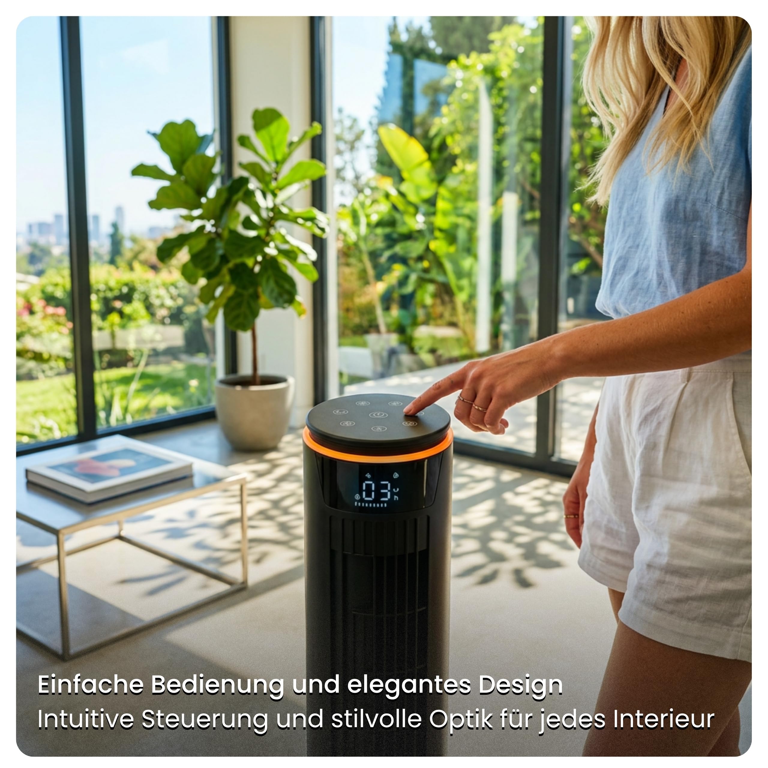 Turmventilator 107cm WiFi App, Luftkühler, Ventilator mit Sprühnebel, DC-Motor, 7,5 m/s Wind,Ionisator, Nachtlicht, Oszillation, Standventilator sehr leise, Tower Fan