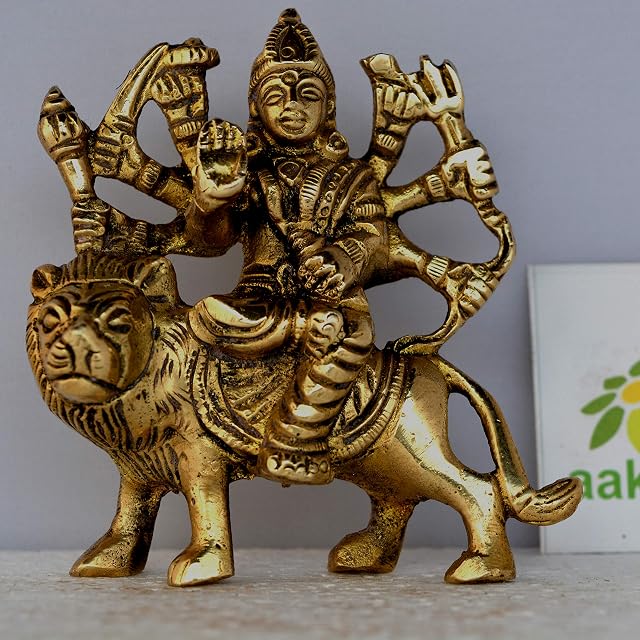 Aakrati Brass Sculptures and Statues Durga Idol Religious Hindu Home Décor 3 Inches