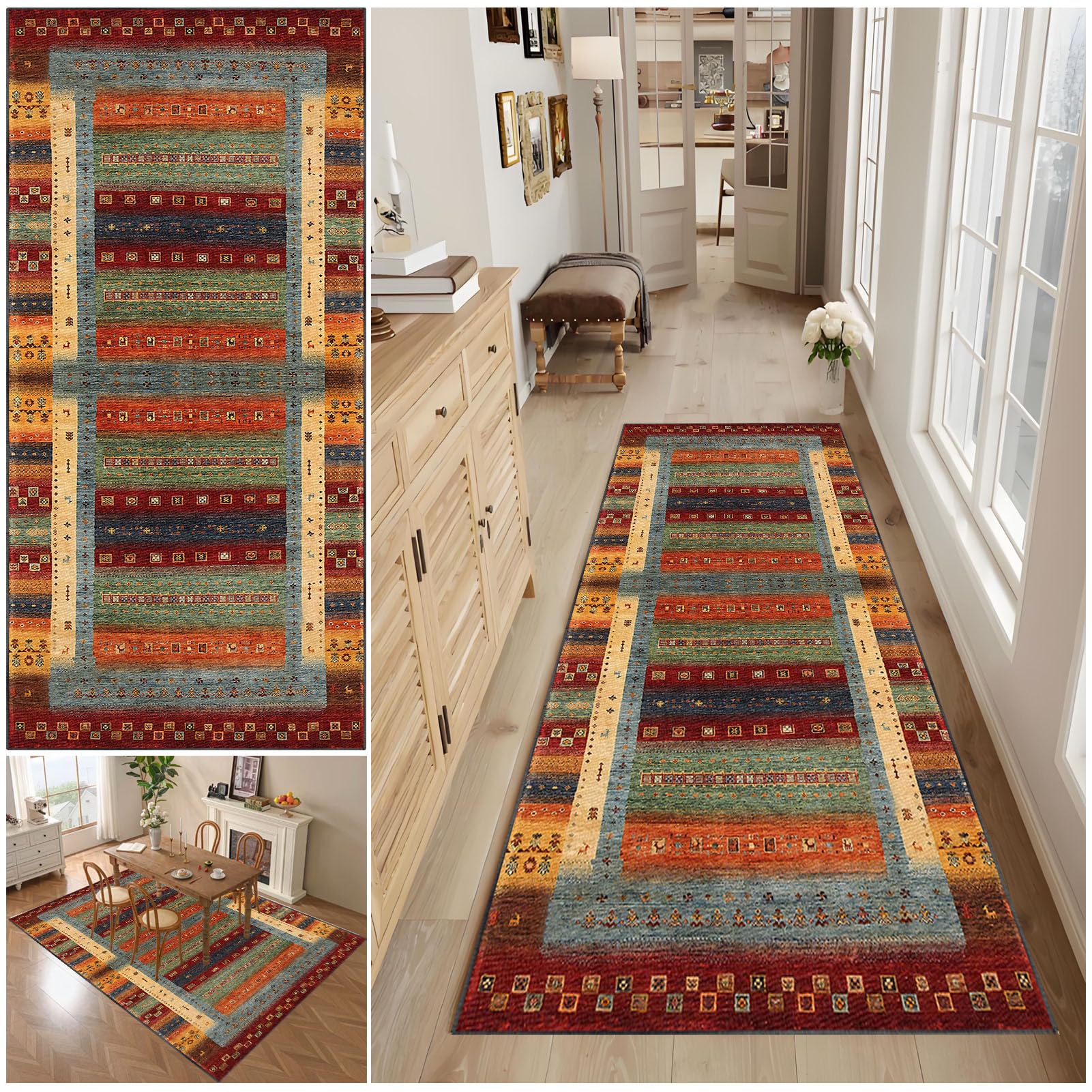 Carpet Runners for Hallway Non Slip Long, Kitchen Runner Rug 120 x 500 cm, Living Room Carpet, Washable Area Runner Rug, Indoor Corridor Carpet Indoor Bathroom Mat for Bedroom Entryway Laundry — image 1