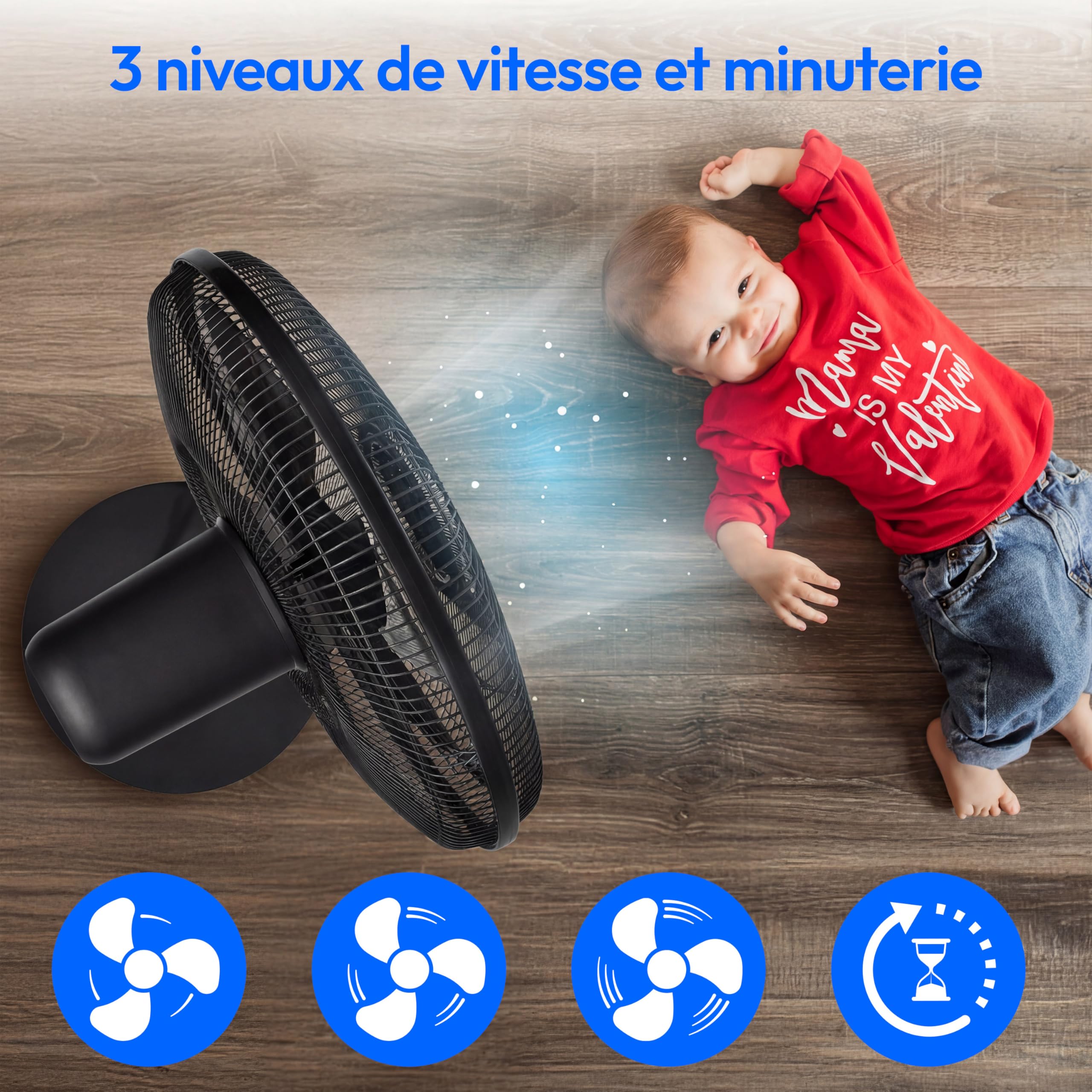 MEDION P21 SF Ventilateur sur pied avec télécommande (silencieux, 3 modes nuit nature oscillation, 3 vitesses, hauteur réglable jusqu’à 130 cm, oscillation, minuterie, MD12069) noir
