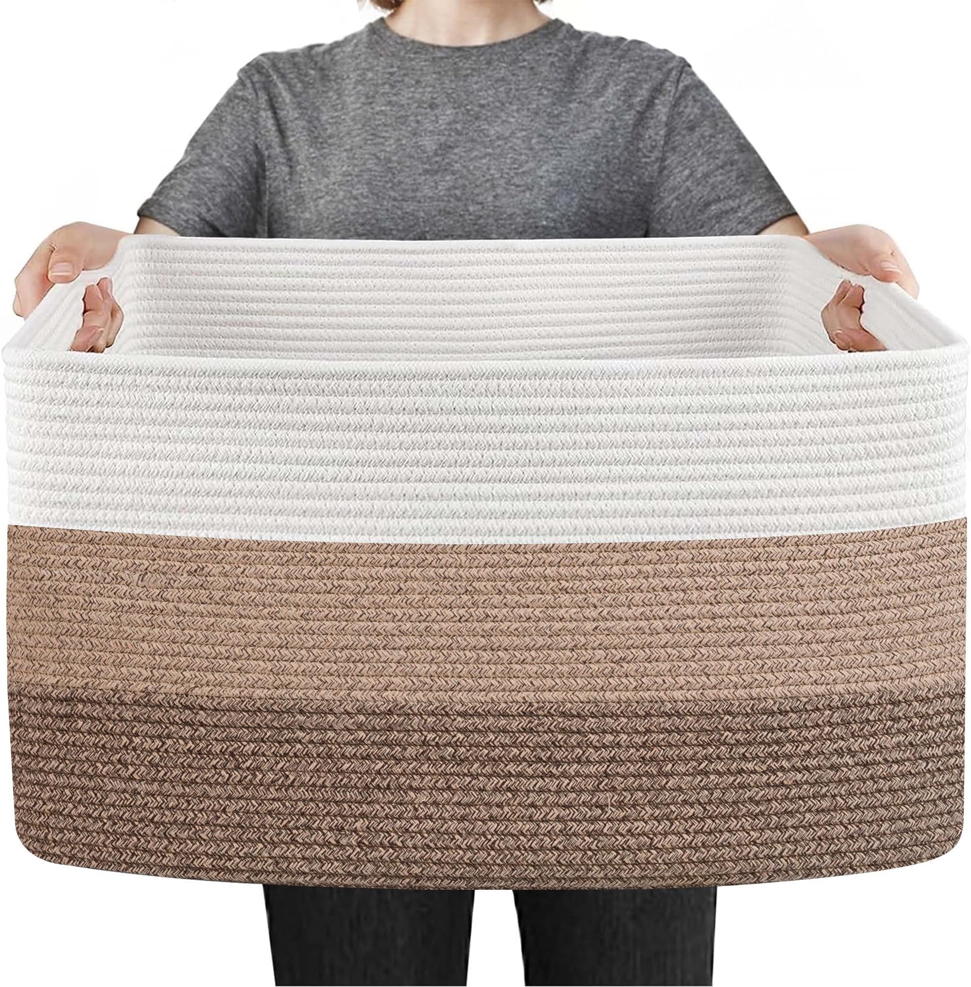 OIAHOMY Large Rectangle Blanket Basket, Woven Nursery