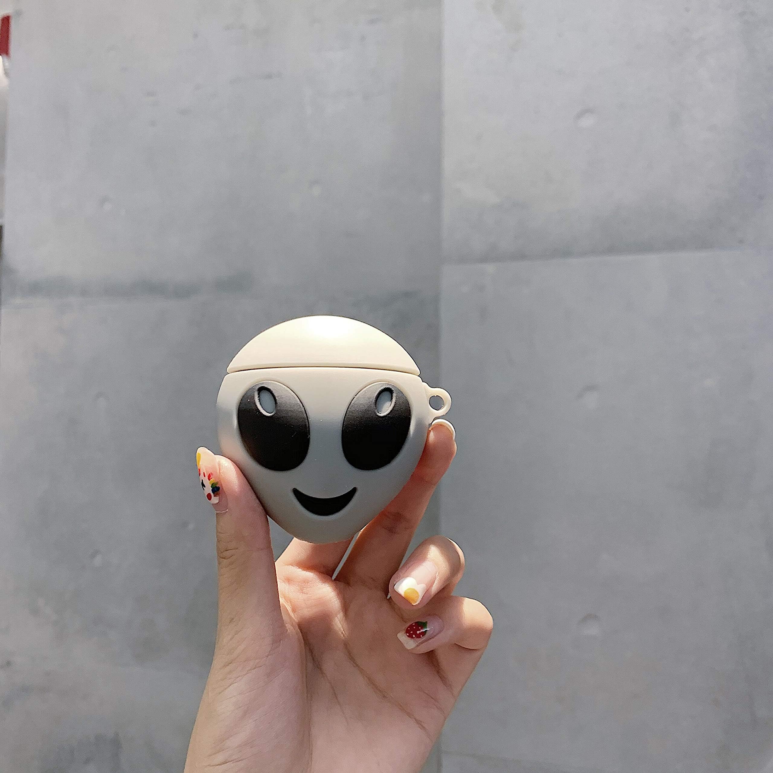 AirPods Case Soft Silicone Shockproof Cover for Apple Airpods 2 & 1,Alien ET Extraterrestrial Being Area 51 Star Wars Darth Vader Unique Design Skin Kits with Carabiner Holder for Air Pods (Alien)