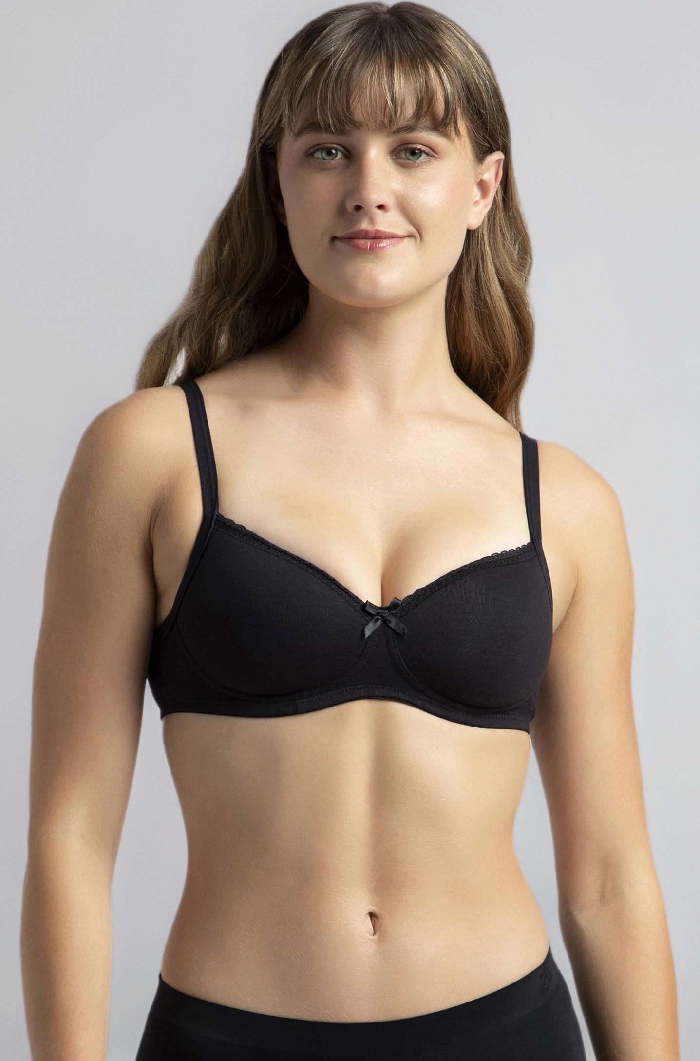 Jockey FE23 Women's Wirefree Padded Super Combed Cotton Elastane Stretch Medium Coverage Multiway Styling T-Shirt Bra with Detachable Straps