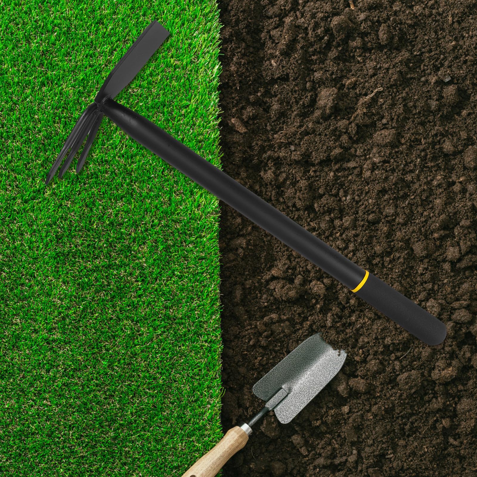 BESTonZON Azada Cultivadora de Jardín de Acero Manganeso Resistente y Portátil, Herramienta Antióxido para Deshierbar y Plantar en Exteriores