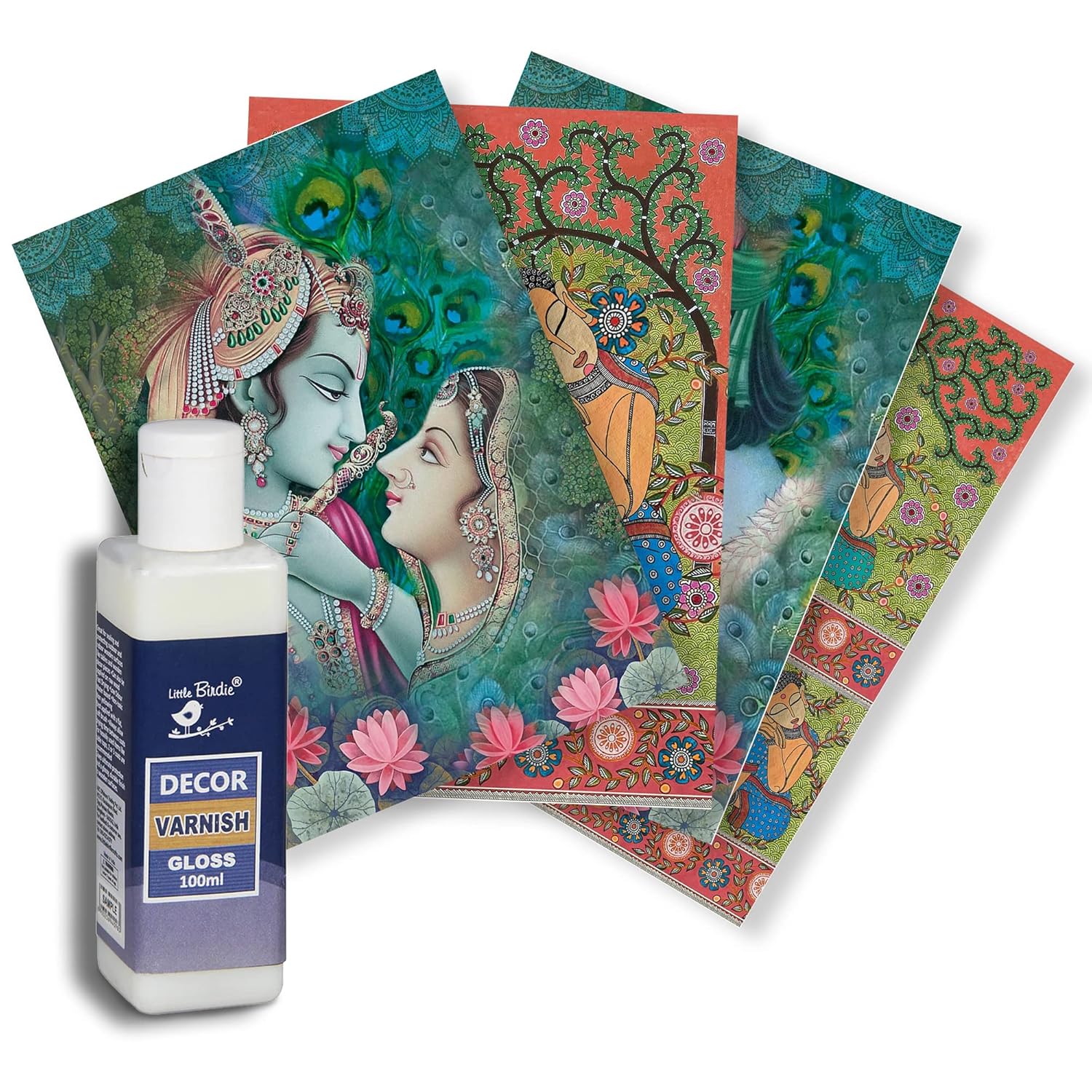 Little Birdie Decoupage Paper with Varnish Art & Craft Set Filament