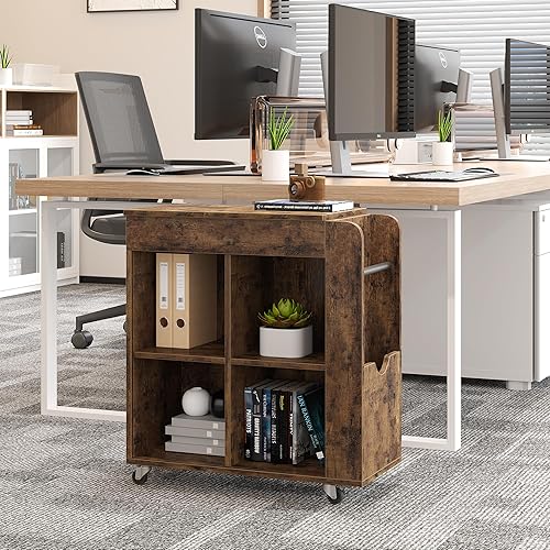 Miniatura 6 de GAOMON Mesa auxiliar con almacenamiento, mesa auxiliar de sofá abatible para sala de estar y dormitorio, mesa auxiliar de madera con estante de