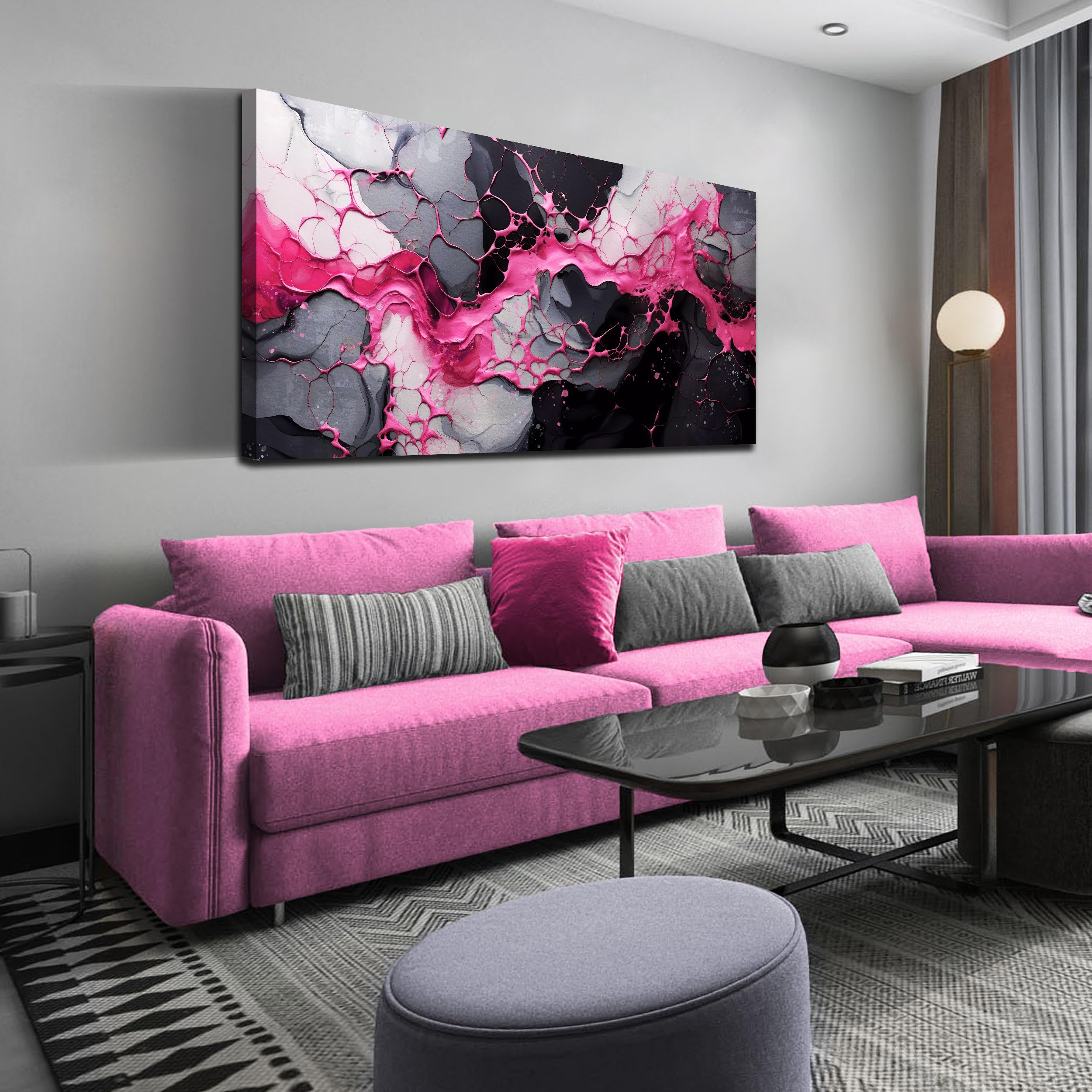 Amazon.com: GUGIKA Abstract Wall Art for Living Room, Pink Canvas Wall ...