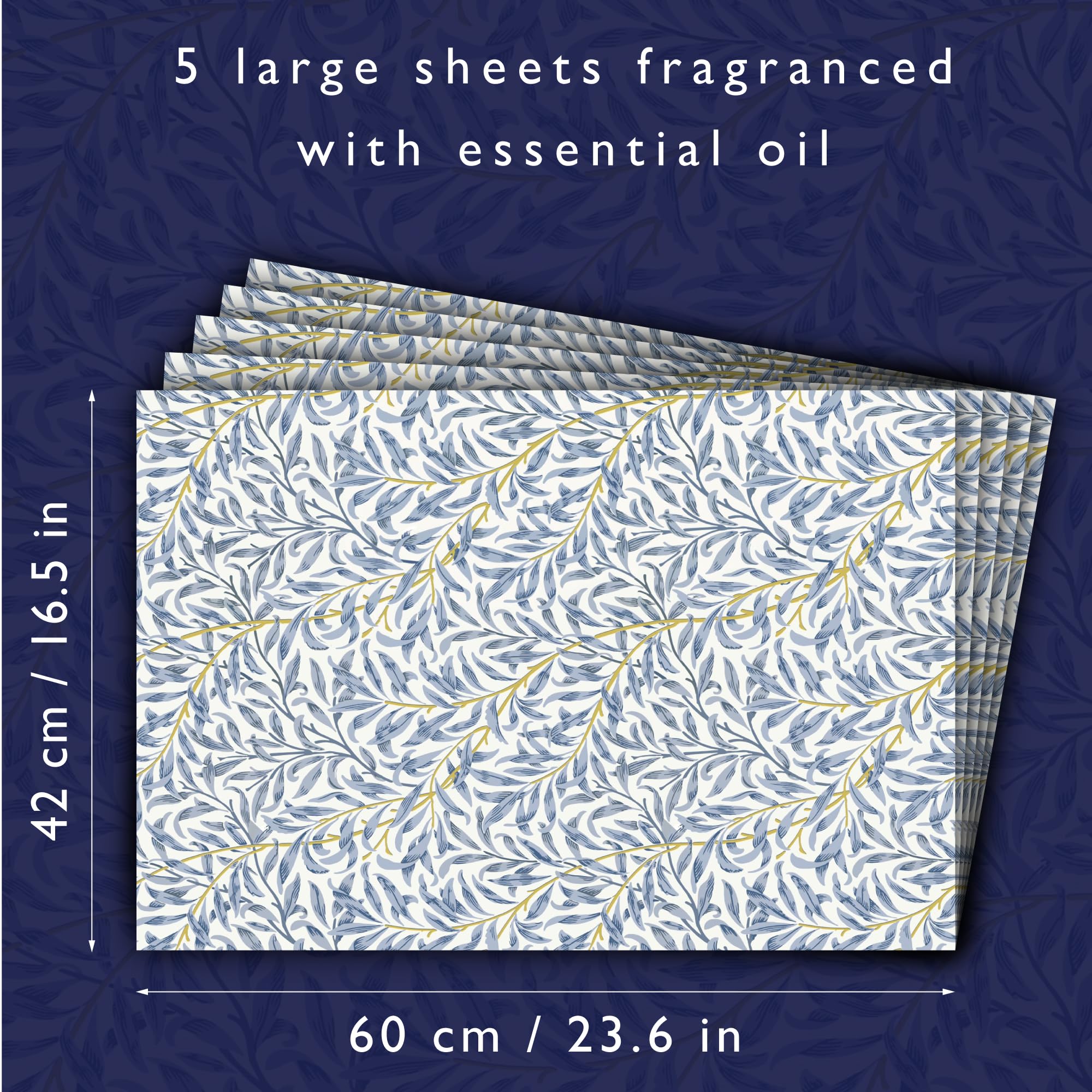 The Master Herbalist Fragranti fodere profumate per cassetti design William Morris (piegati), confezione da 5 fogli, contiene oli essenziali, prodotte nel Regno Unito (Olio di lavanda e neem, Folded)