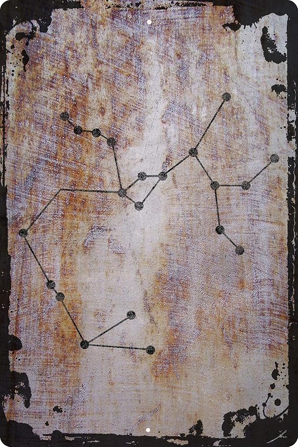 Wall Art Tin Sign Sagittarius star map constellation zodiac astrology astronomy Beige Home Decor Funny Gift 12 x 8 Inch