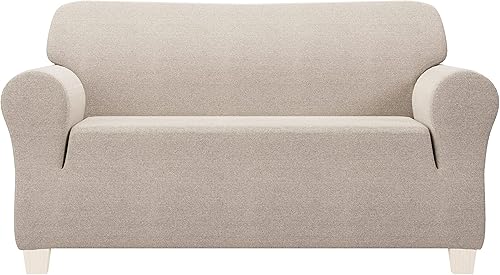 Zenna Home Eco-Smart - Funda de sofá biplaza de algodón reciclado de 1 pieza, color caqui jaspeado